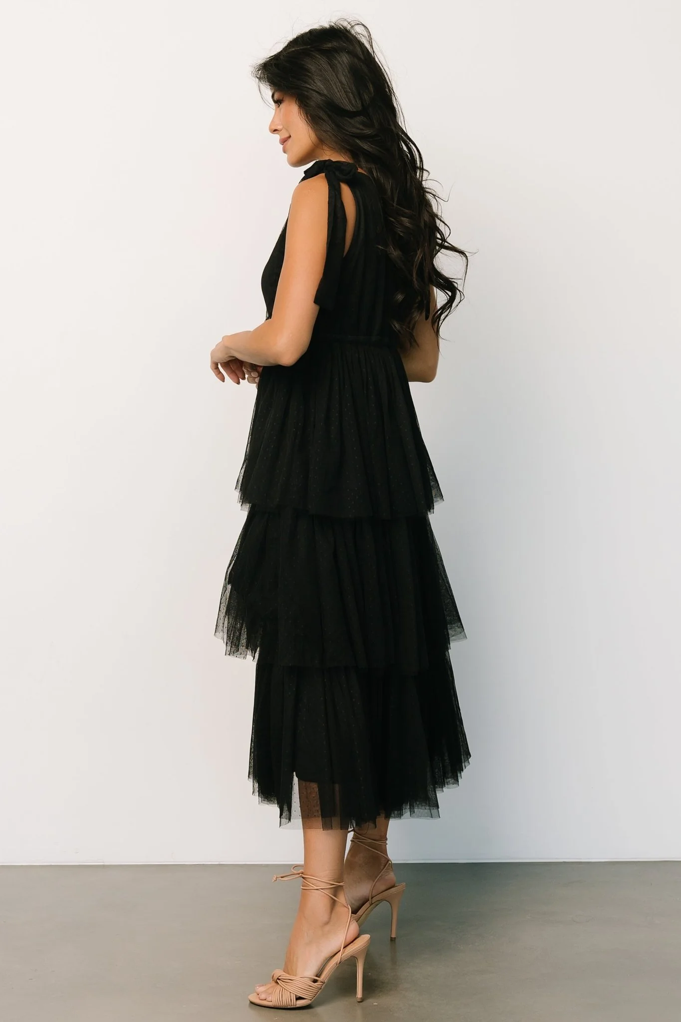 Tessa Tiered Tulle Tank Dress | Black