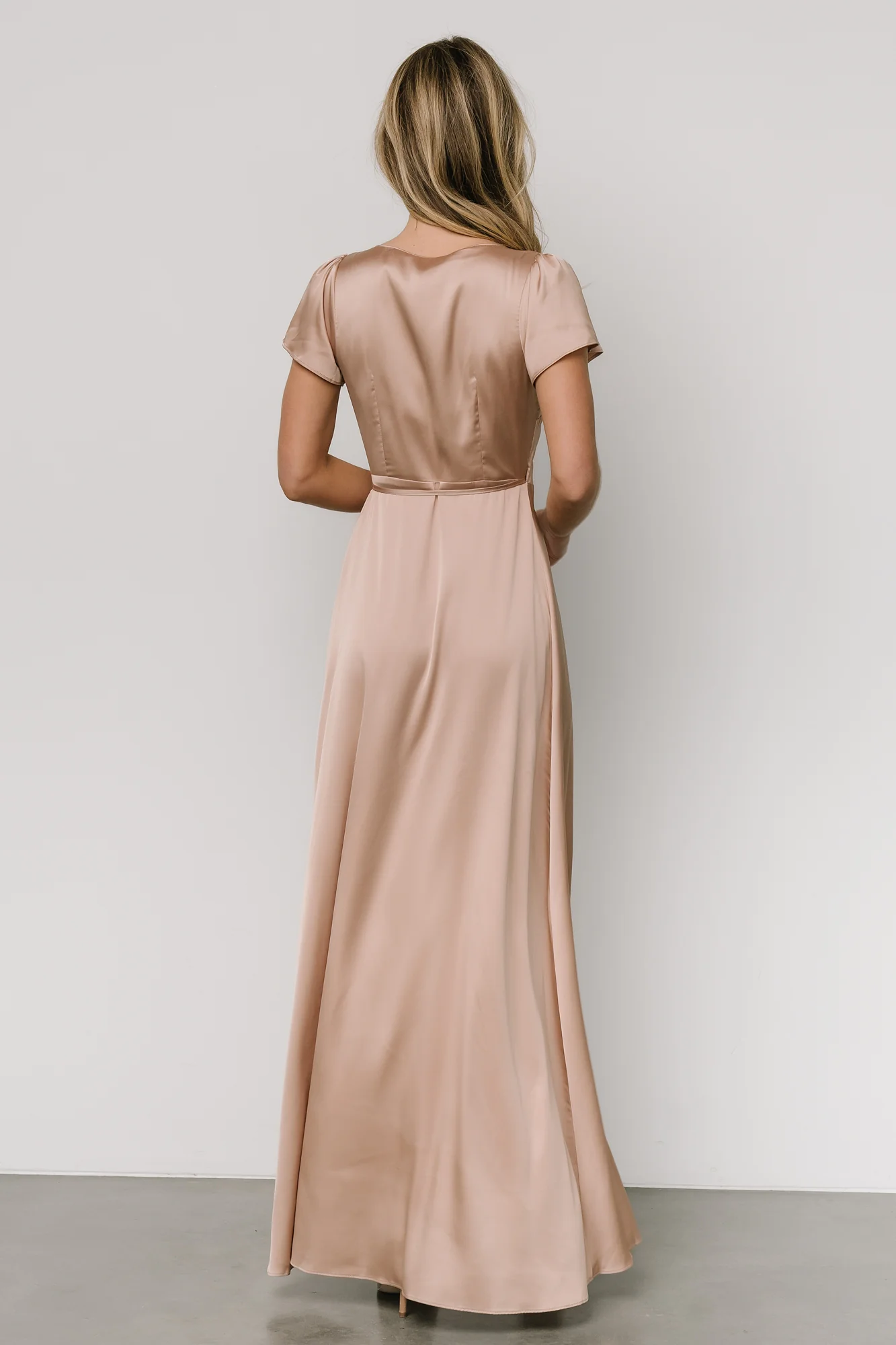 Krystal Satin Wrap Gown | Champagne