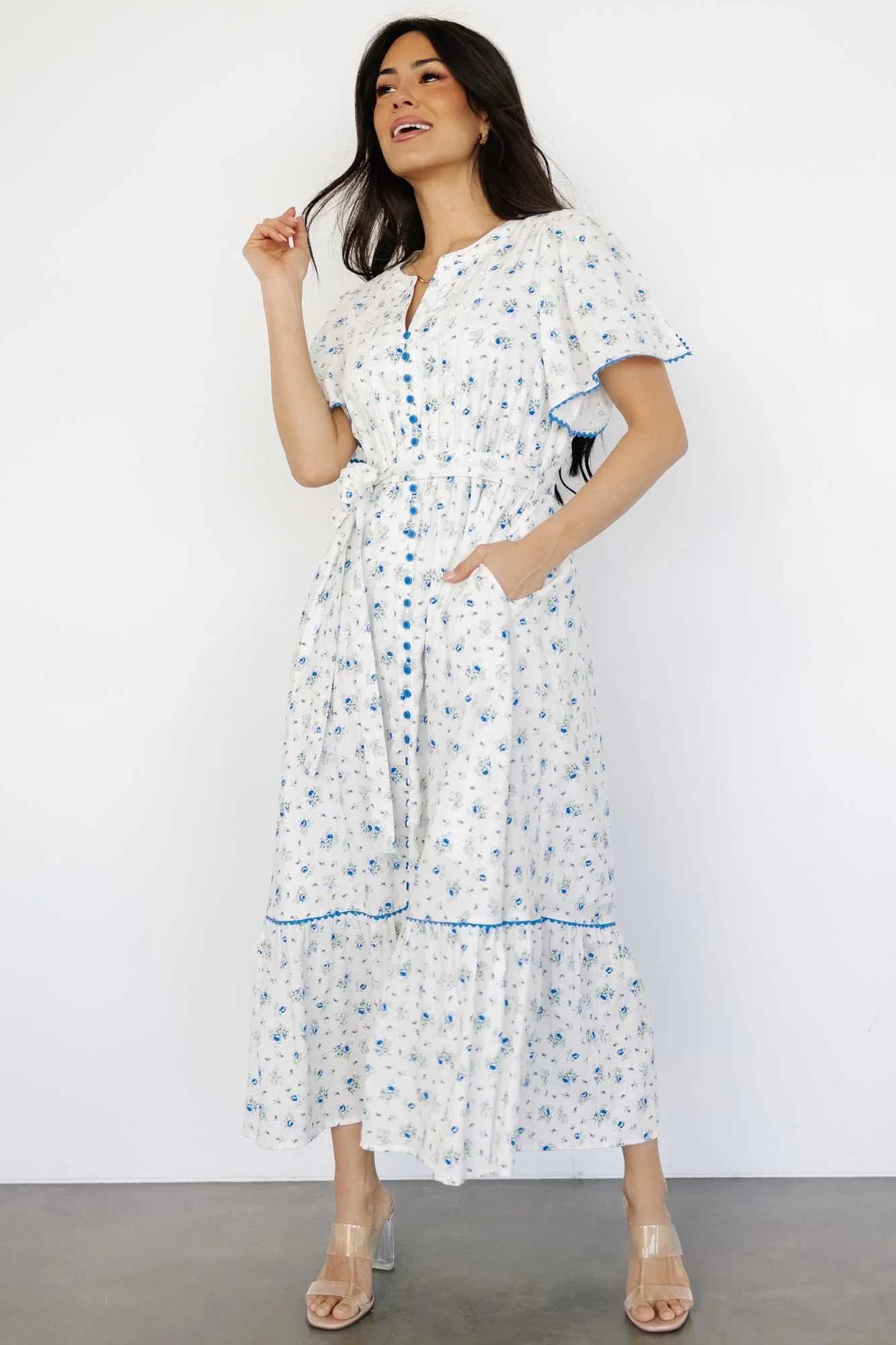 Janie Midi Dress | Ivory Multi Floral