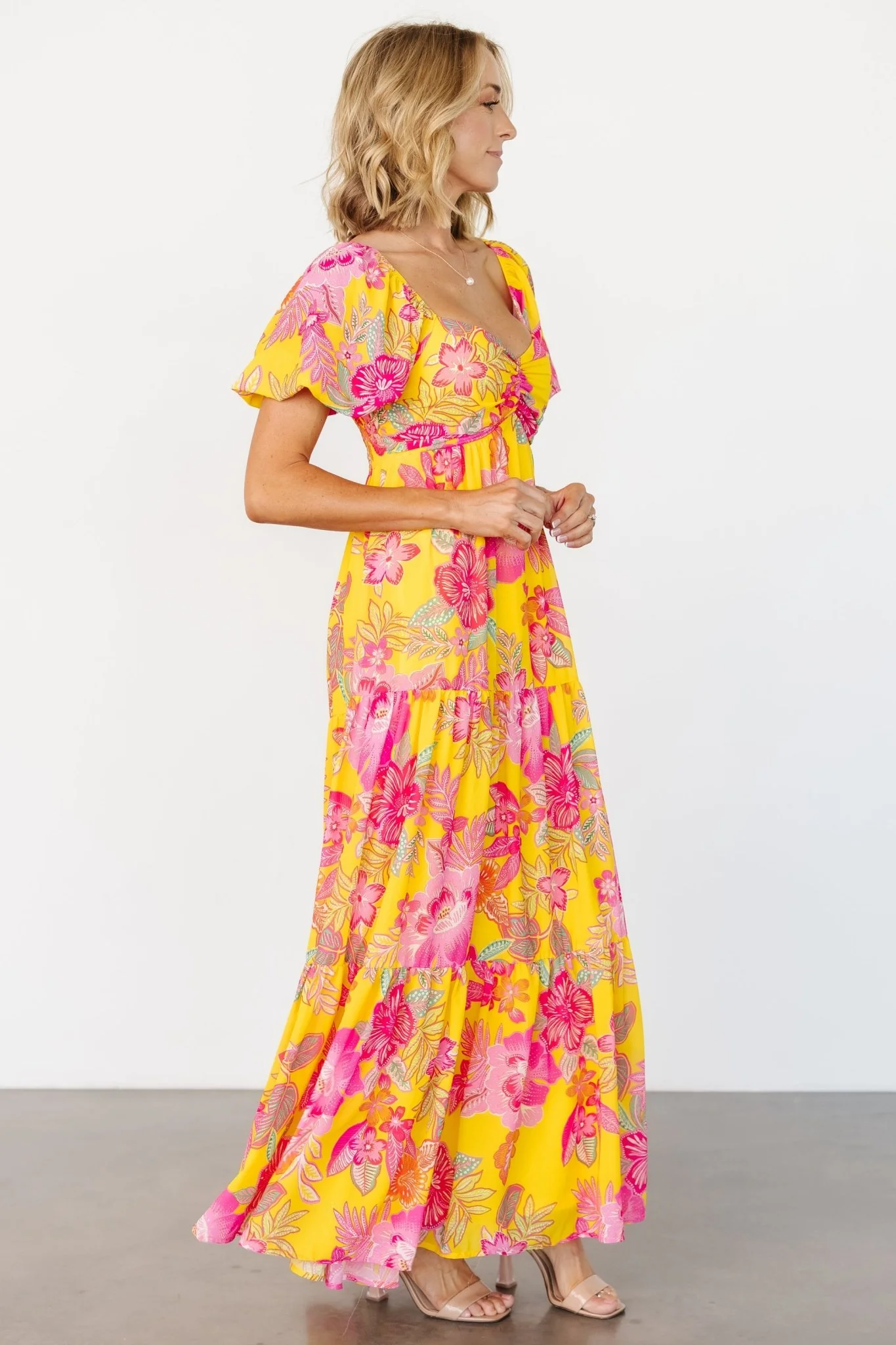 Darla Maxi Dress | Yellow + Pink Floral