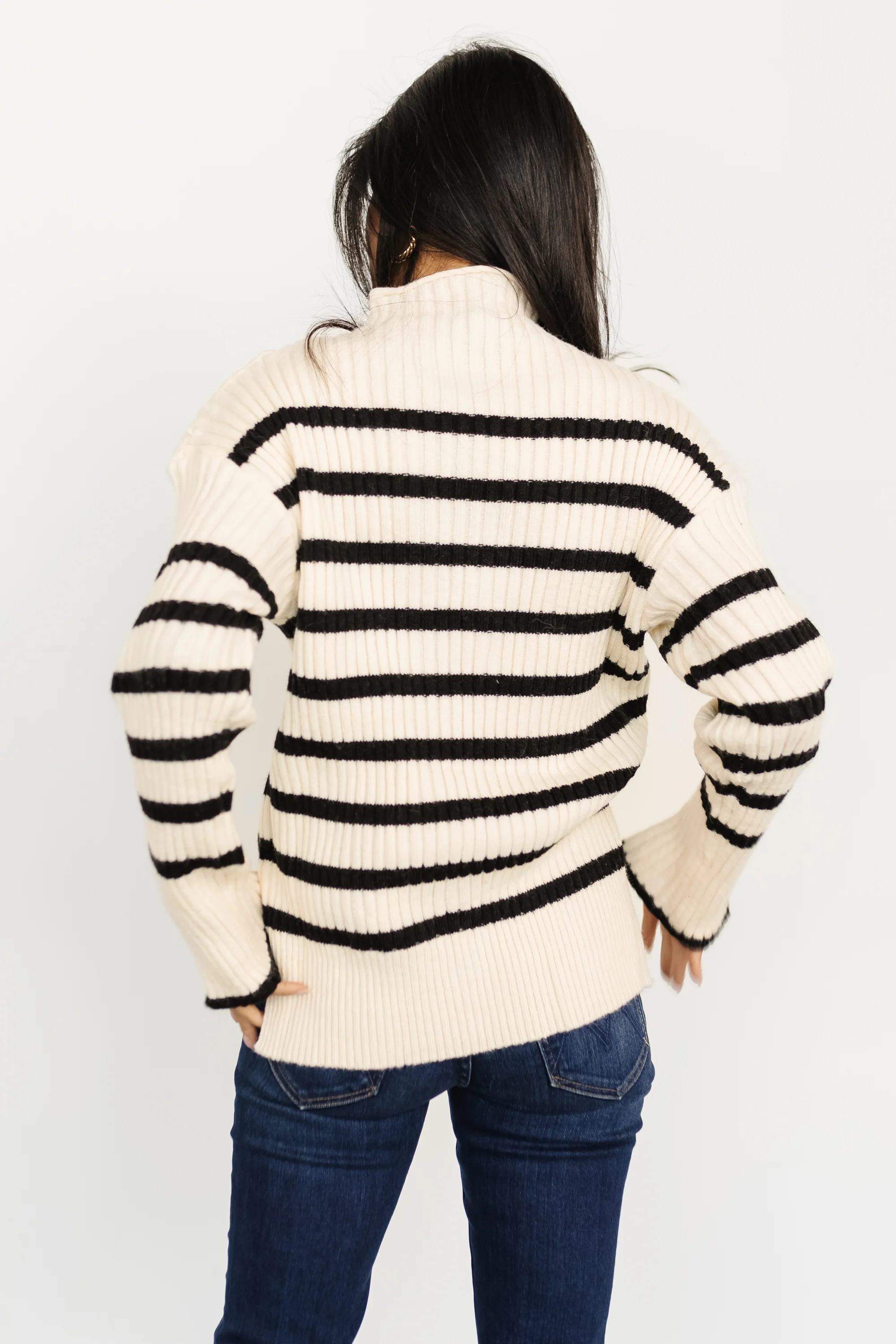 Landell Striped Sweater | Ivory + Black