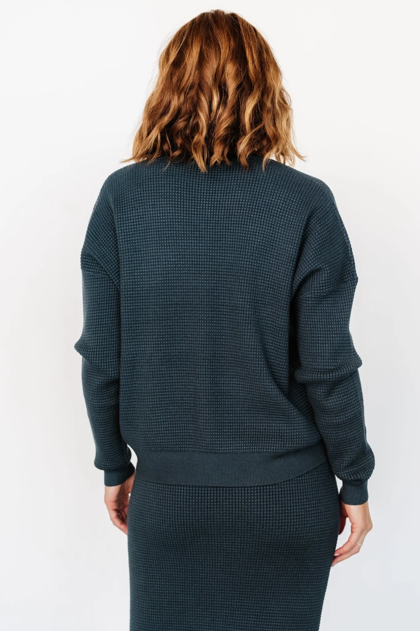 Carey Waffle Sweater | Midnight Blue