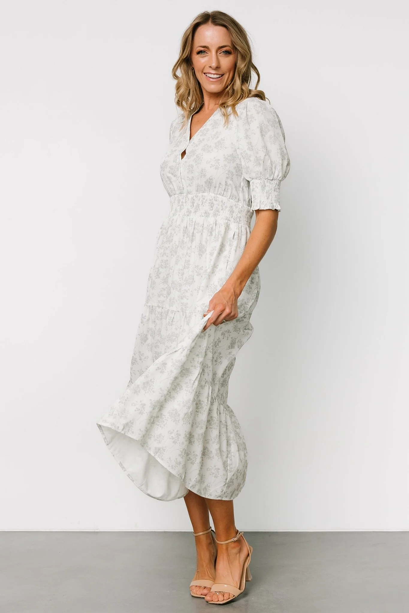 Miriam Midi Dress | Light Sage Floral