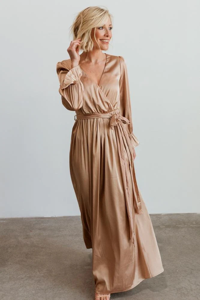 Holly Satin Maxi Dress | Champagne