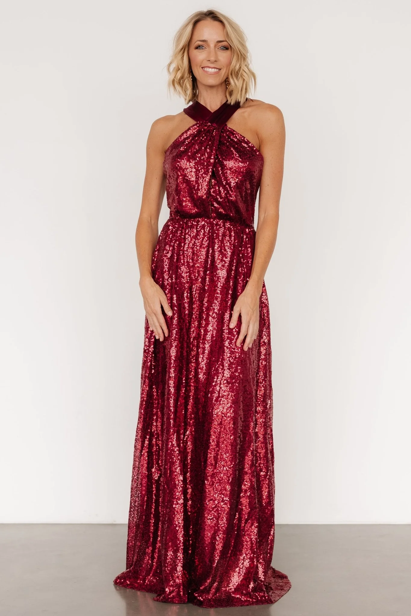 Khai Sequin Maxi Dress | Burgundy
