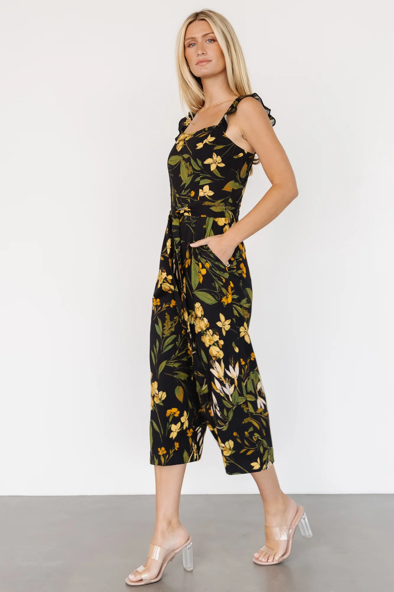 Gemma Jumpsuit | Black + Golden Floral
