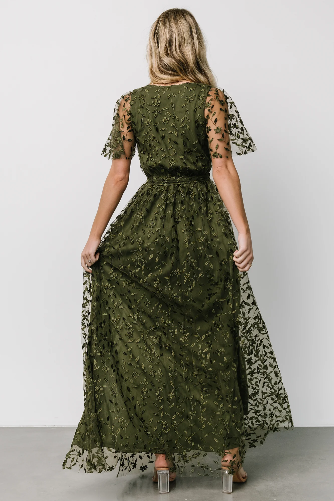 Marseille Embossed Maxi Dress | Olive