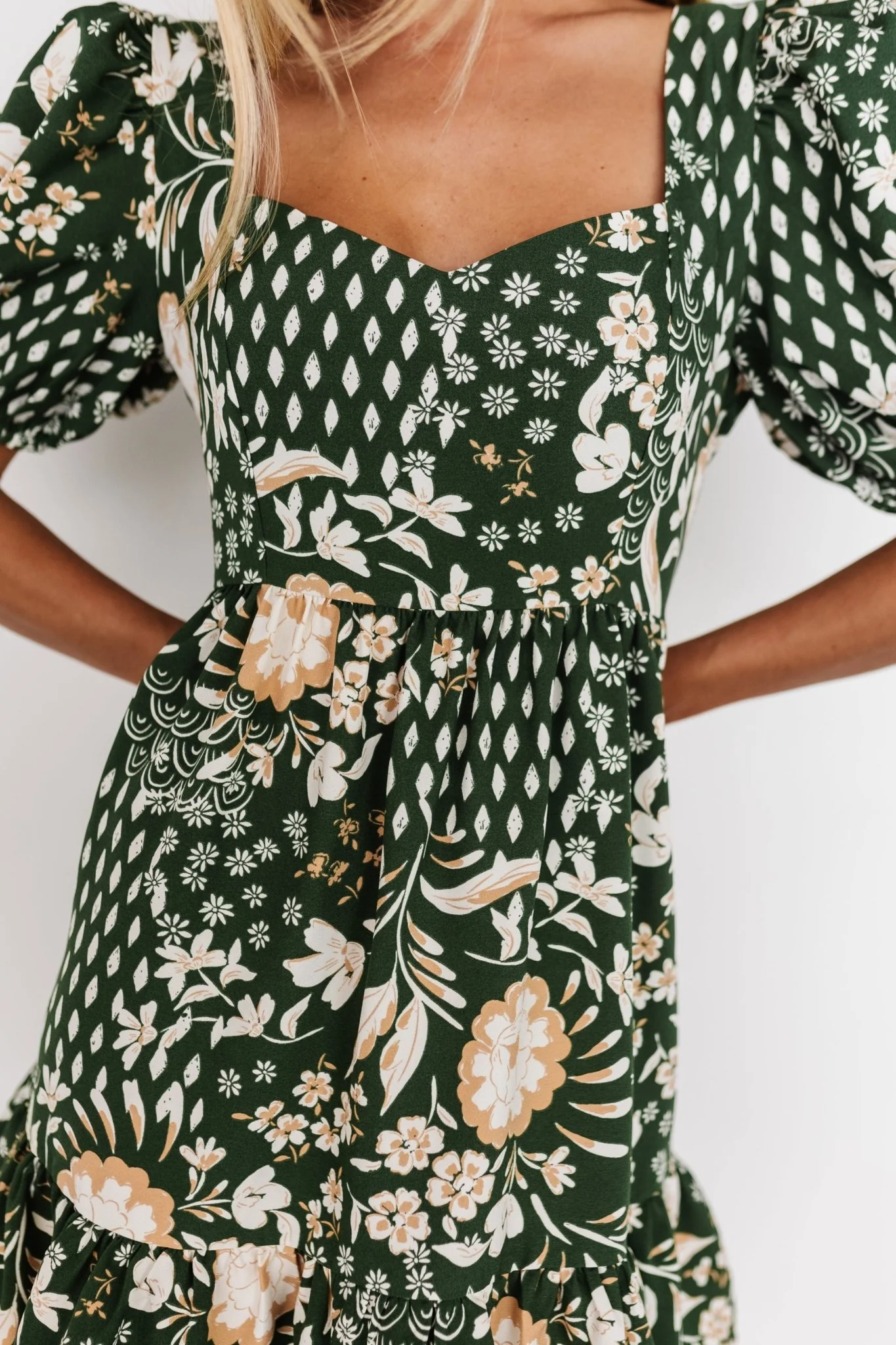 Clea Sweetheart Mini Dress | Olive Multi