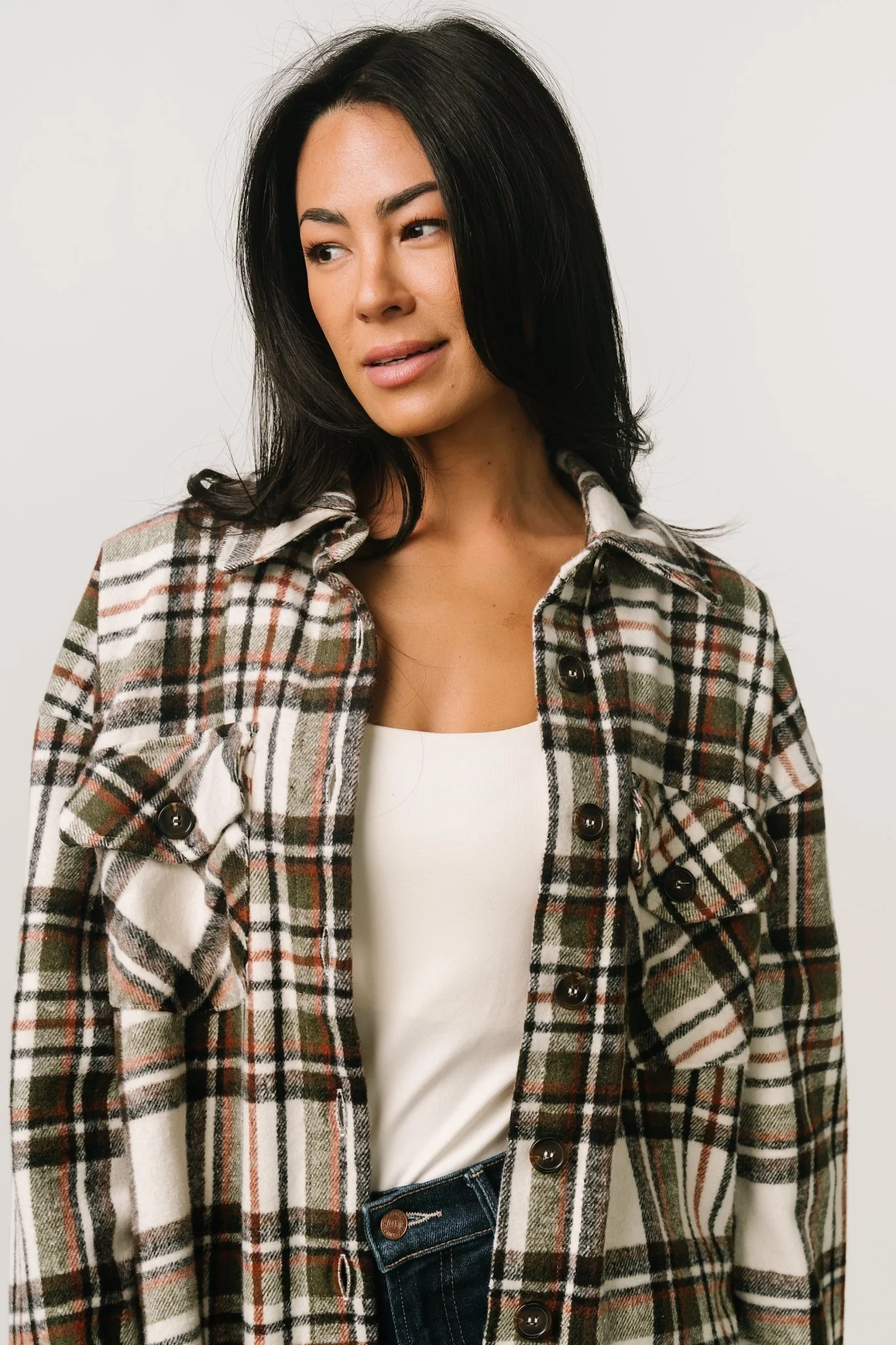 Polson Plaid Shacket | Ivory Multi