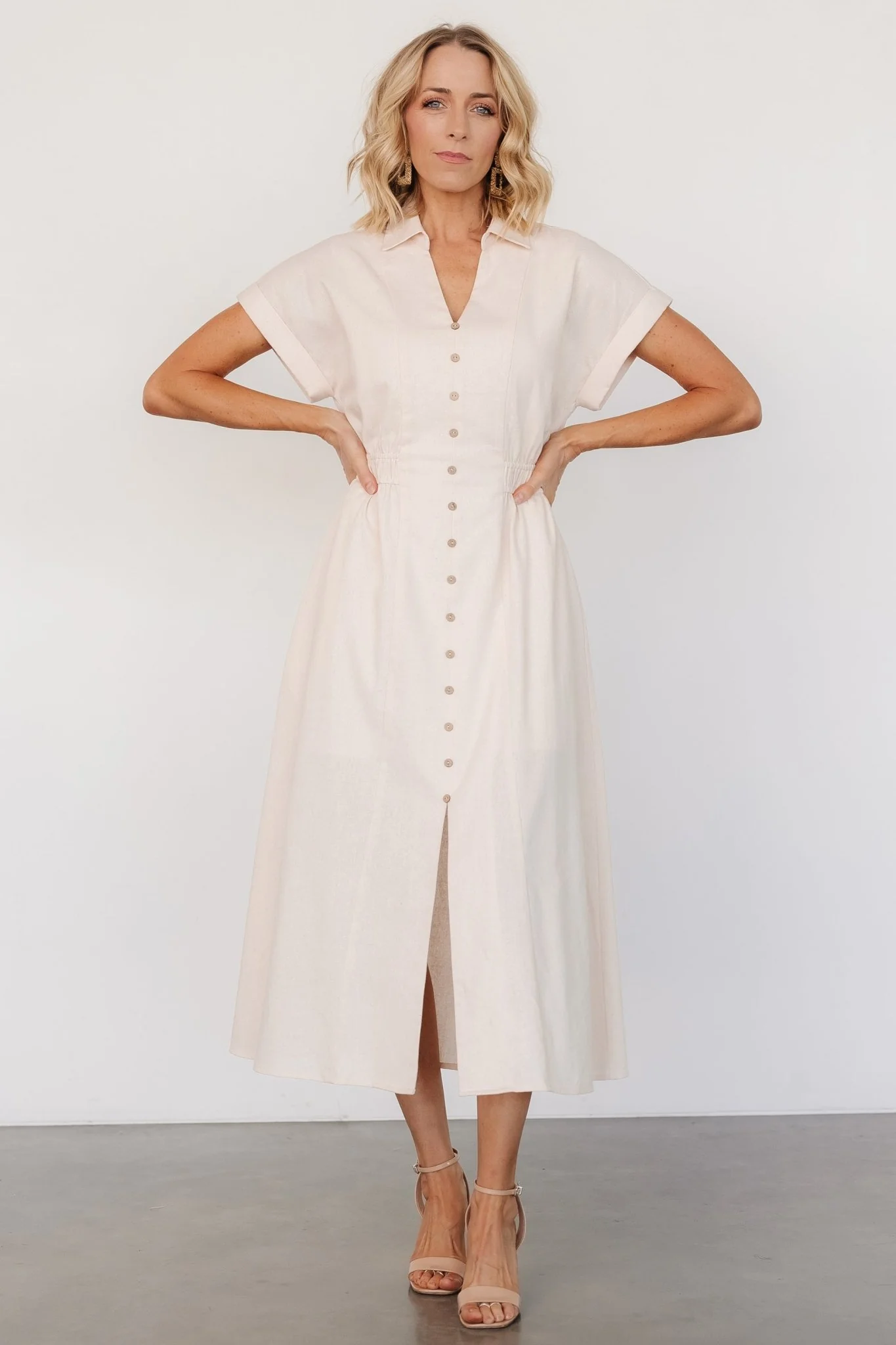 Larah Button Dress | Natural