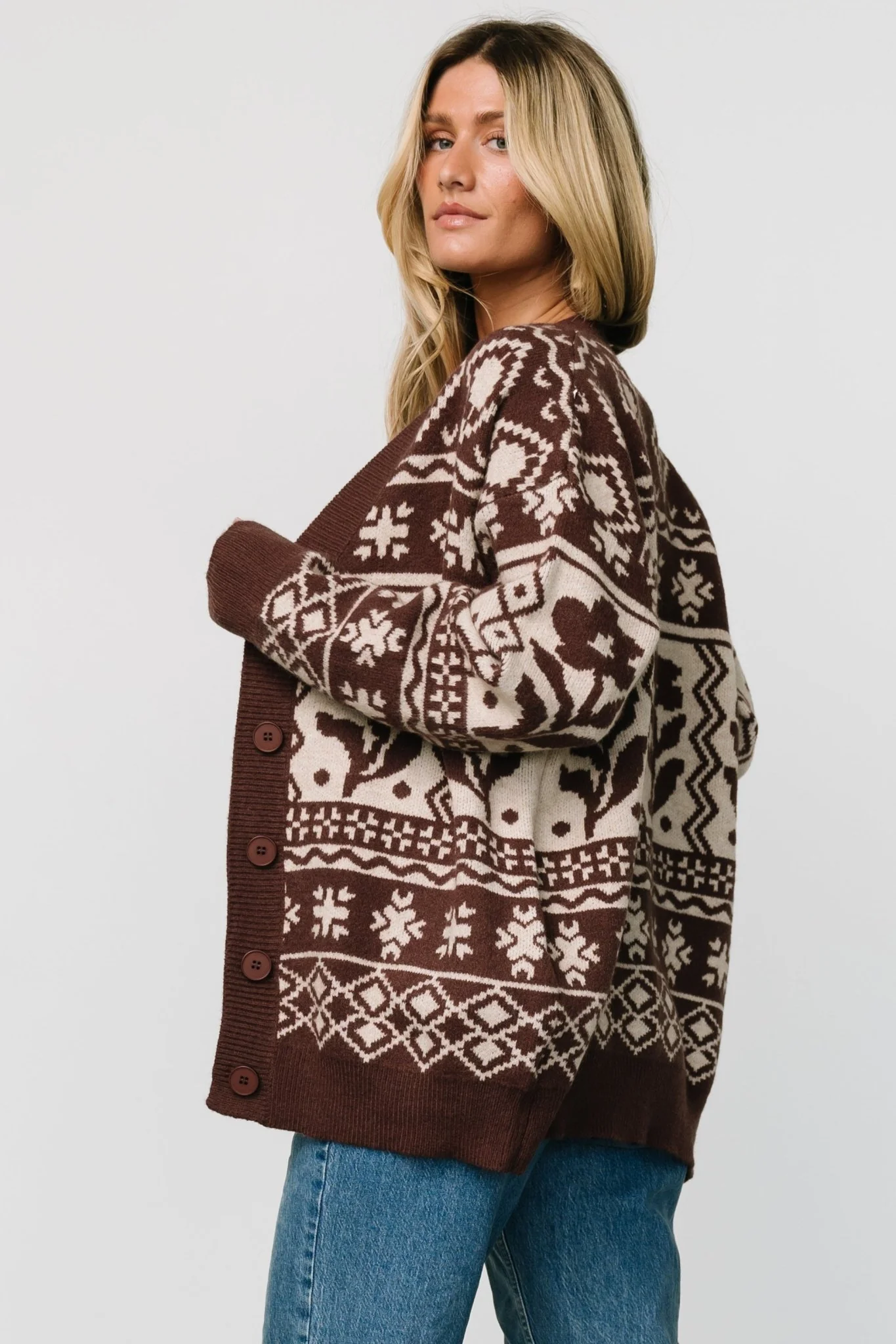 Jackson Oversized Cardigan | Dark Mocha Print