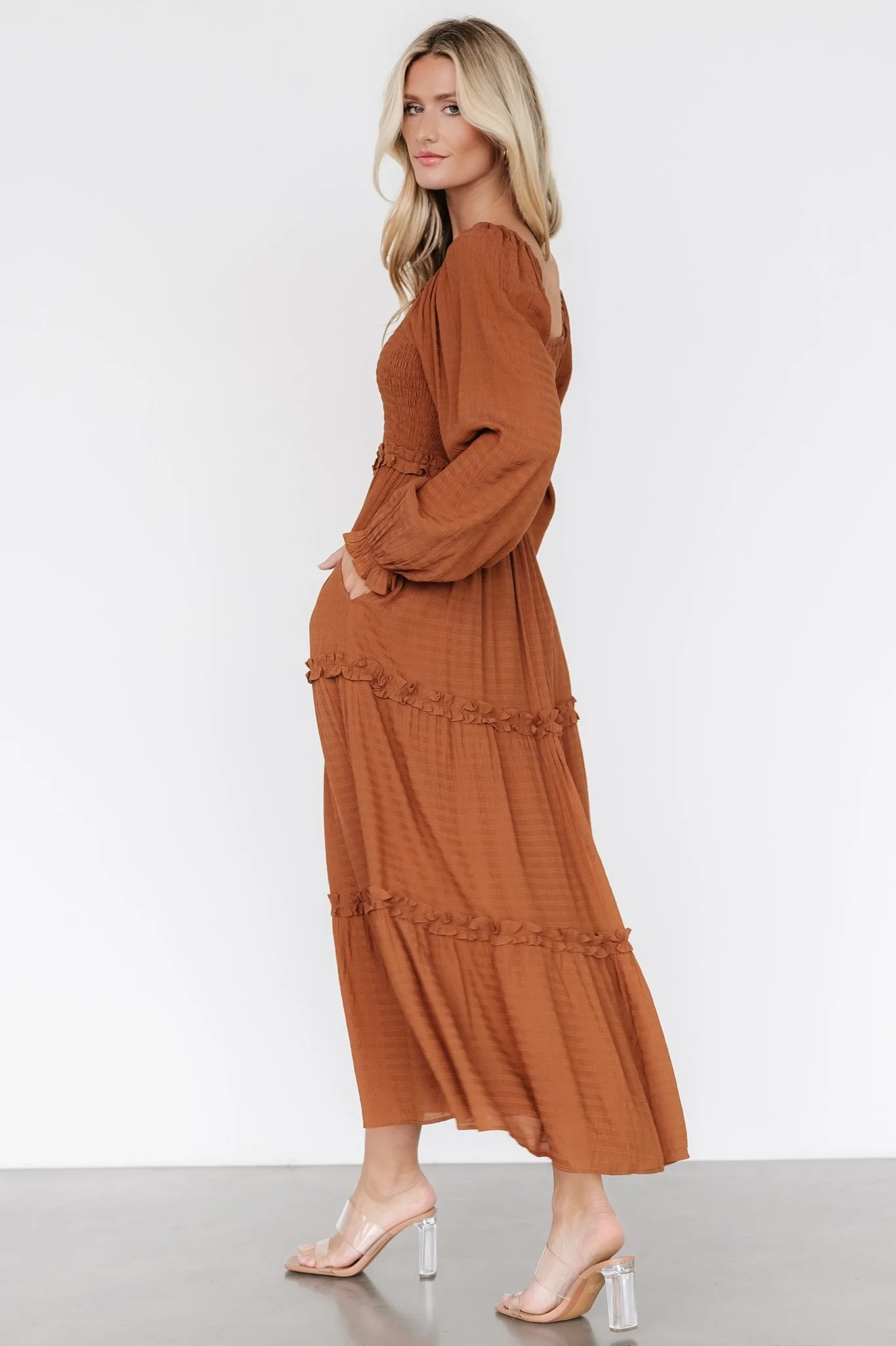 Rowan Tiered Dress | Warm Brown