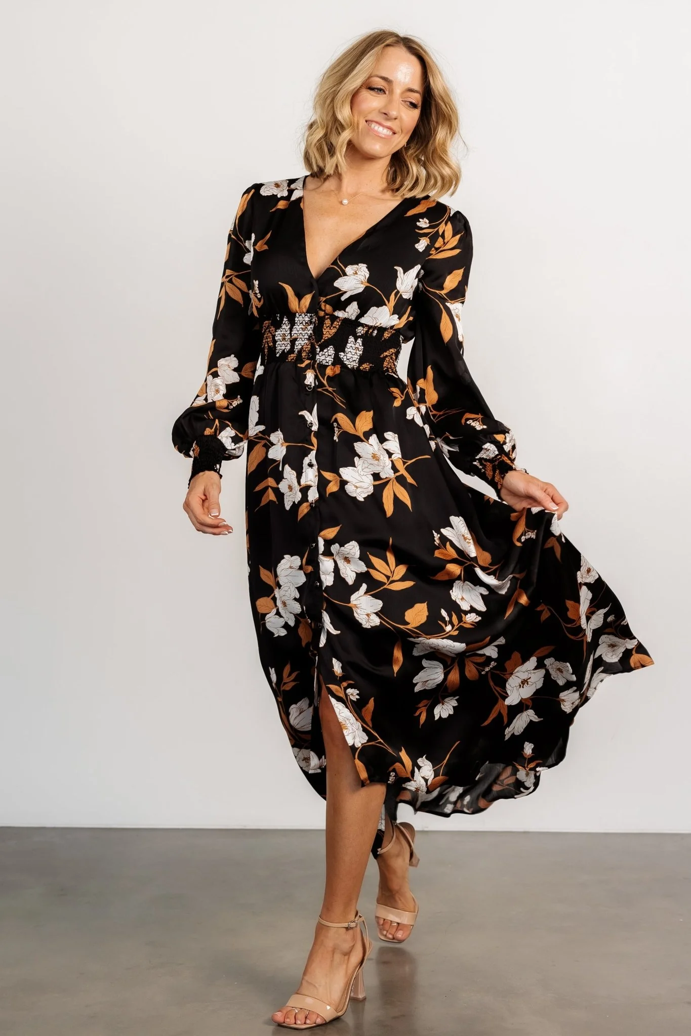 Mayfair High Low Maxi Dress | Black Floral
