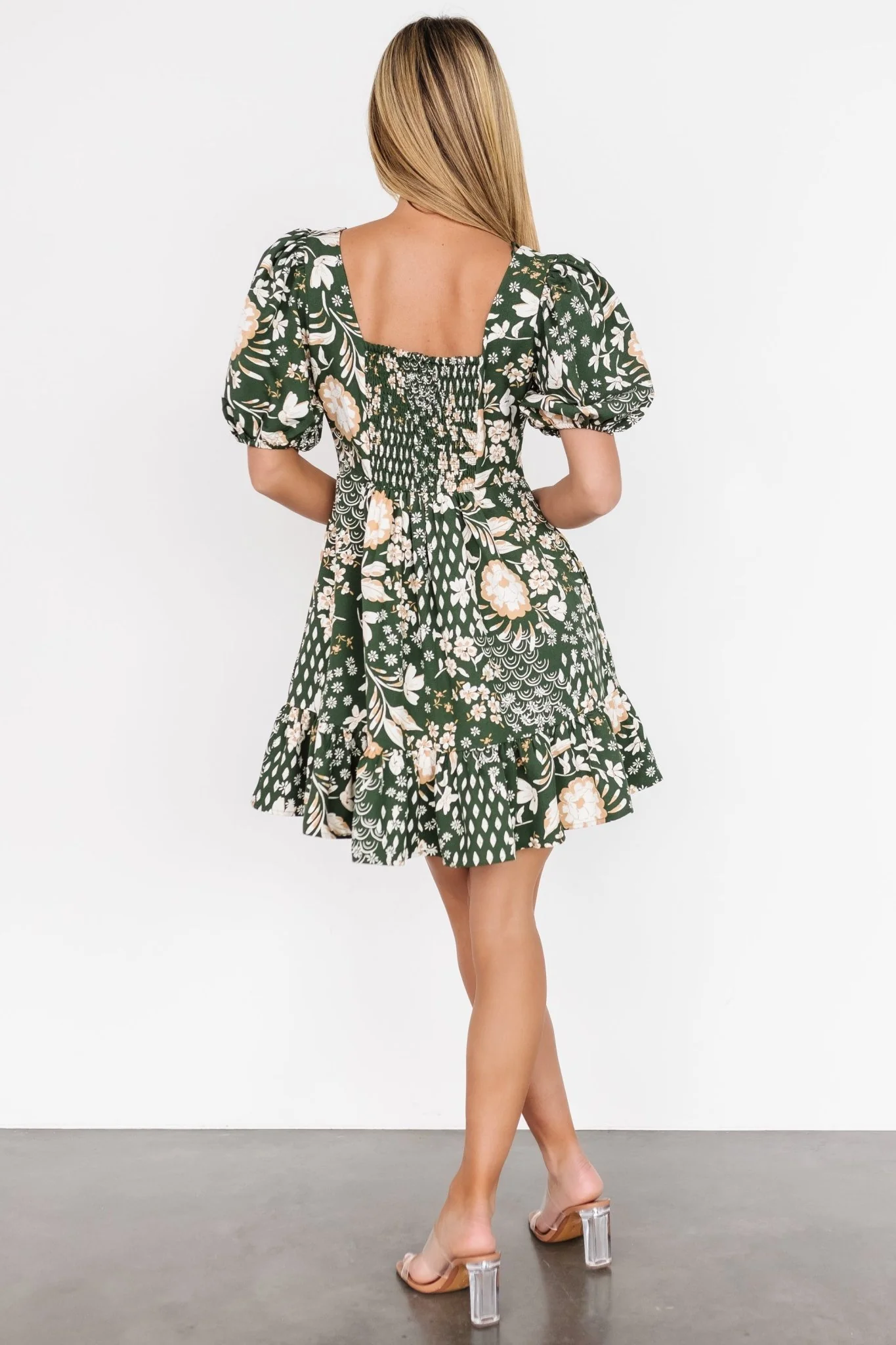 Clea Sweetheart Mini Dress | Olive Multi