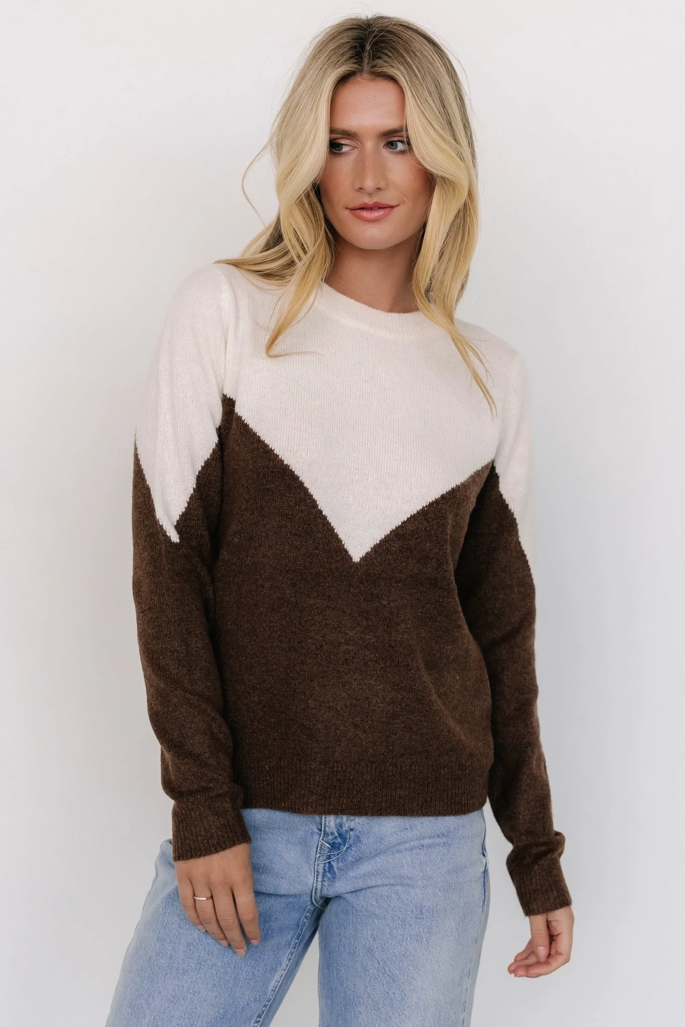 Tanner Sweater | Ivory + Brown