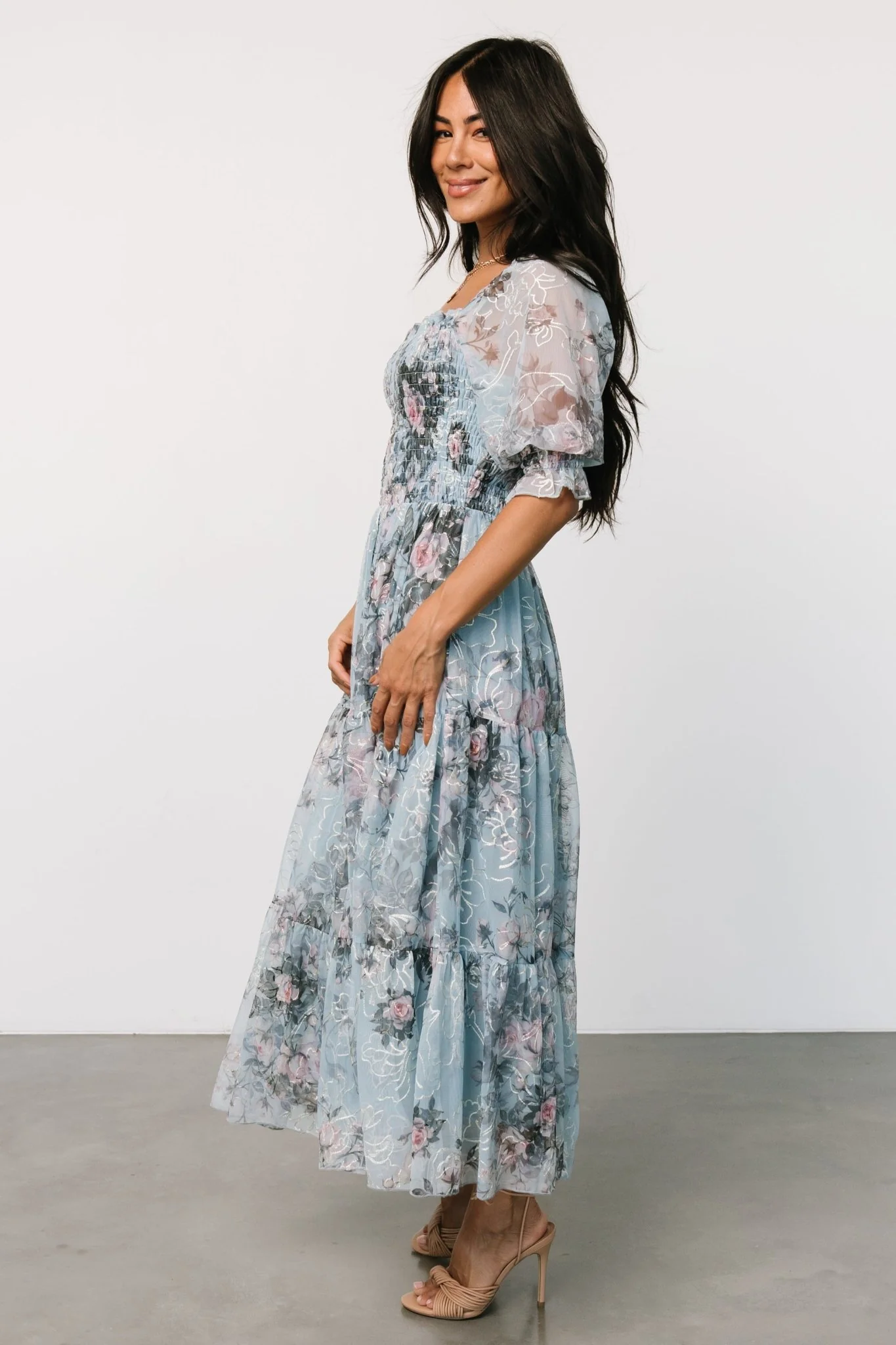 Fabian Jacquard Midi Dress | Light Blue Multi