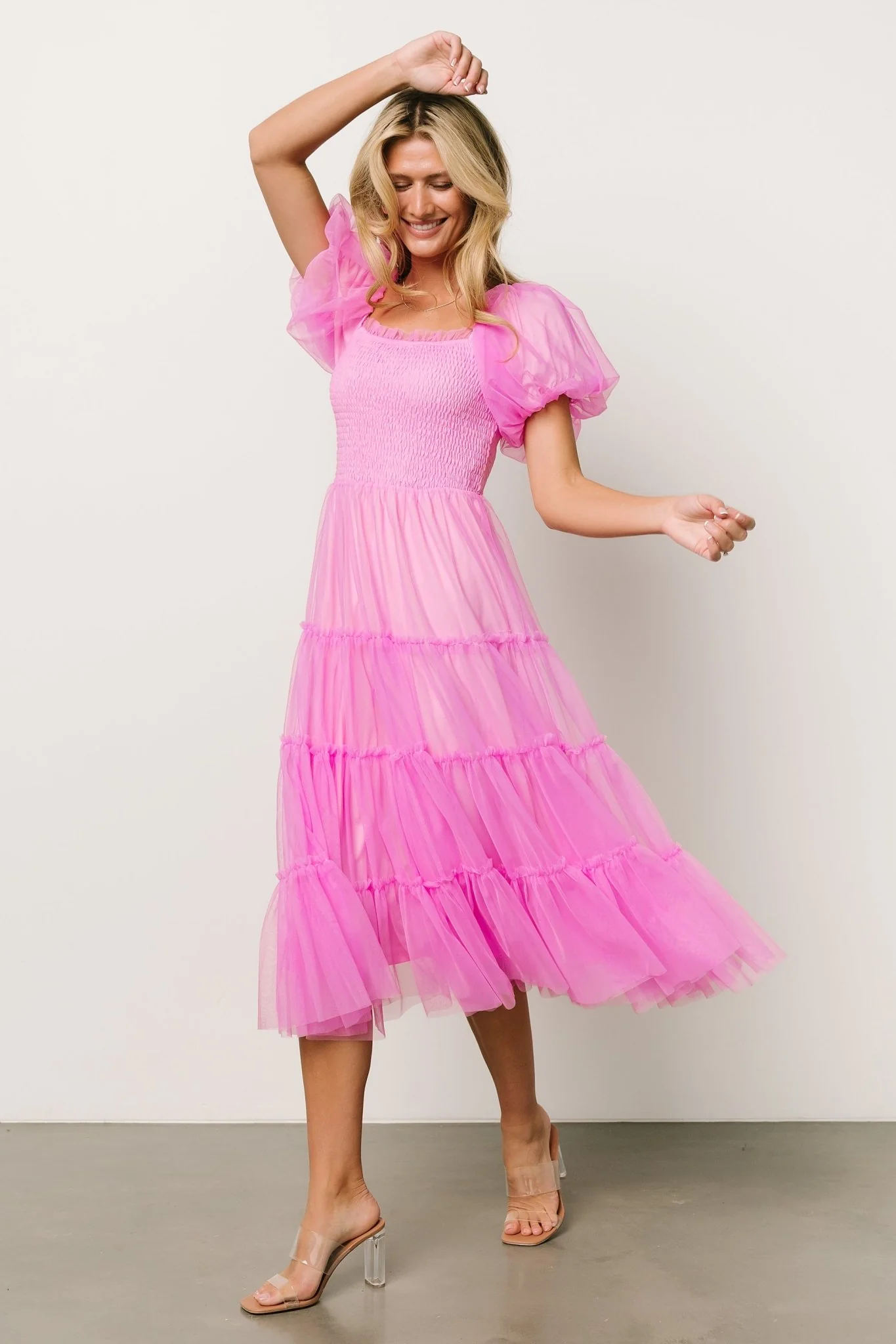 Liv Tulle Midi Dress | Pink