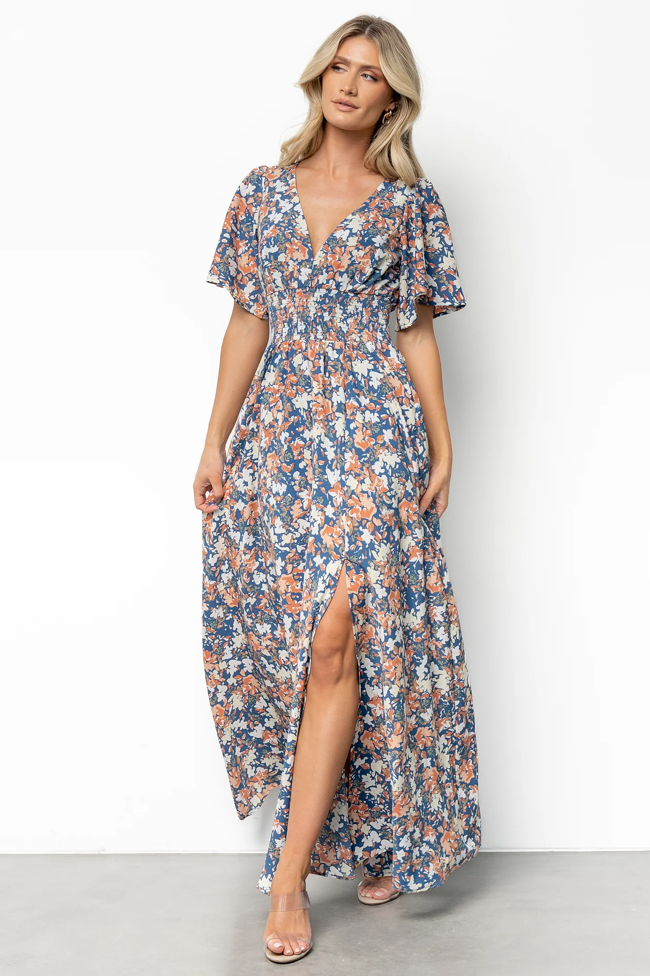 Verona Smocked Maxi Dress | Blue Floral