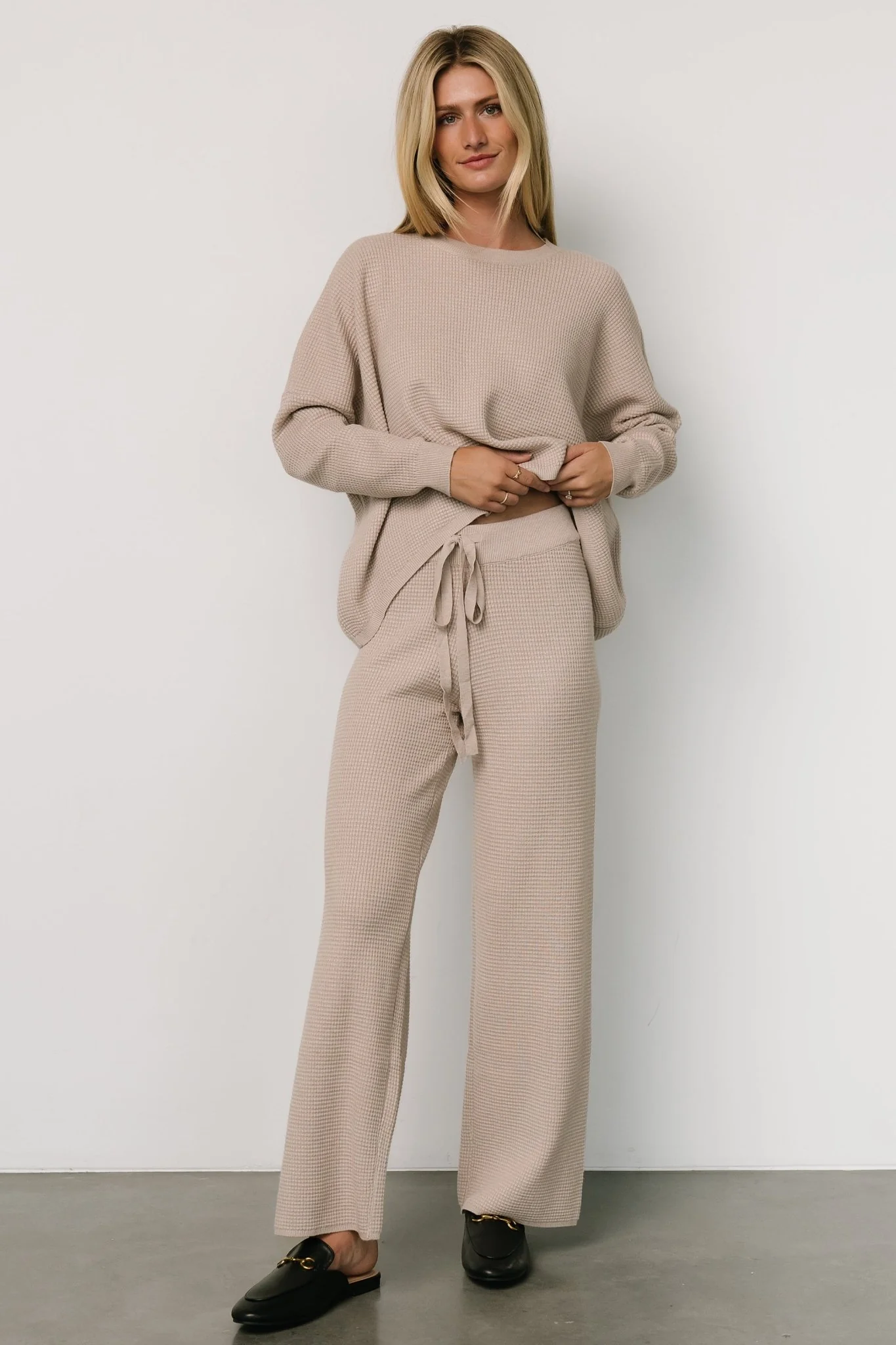 Owen Waffle Sweater Top | Oatmeal