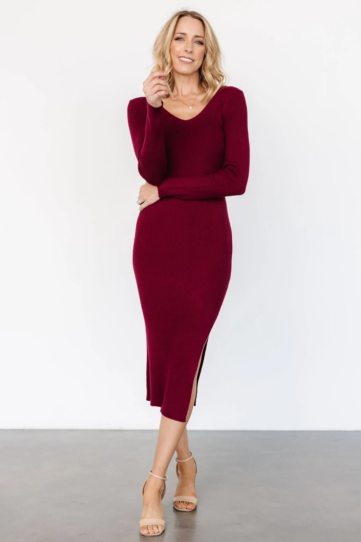 Tacey Midi Dress | Merlot