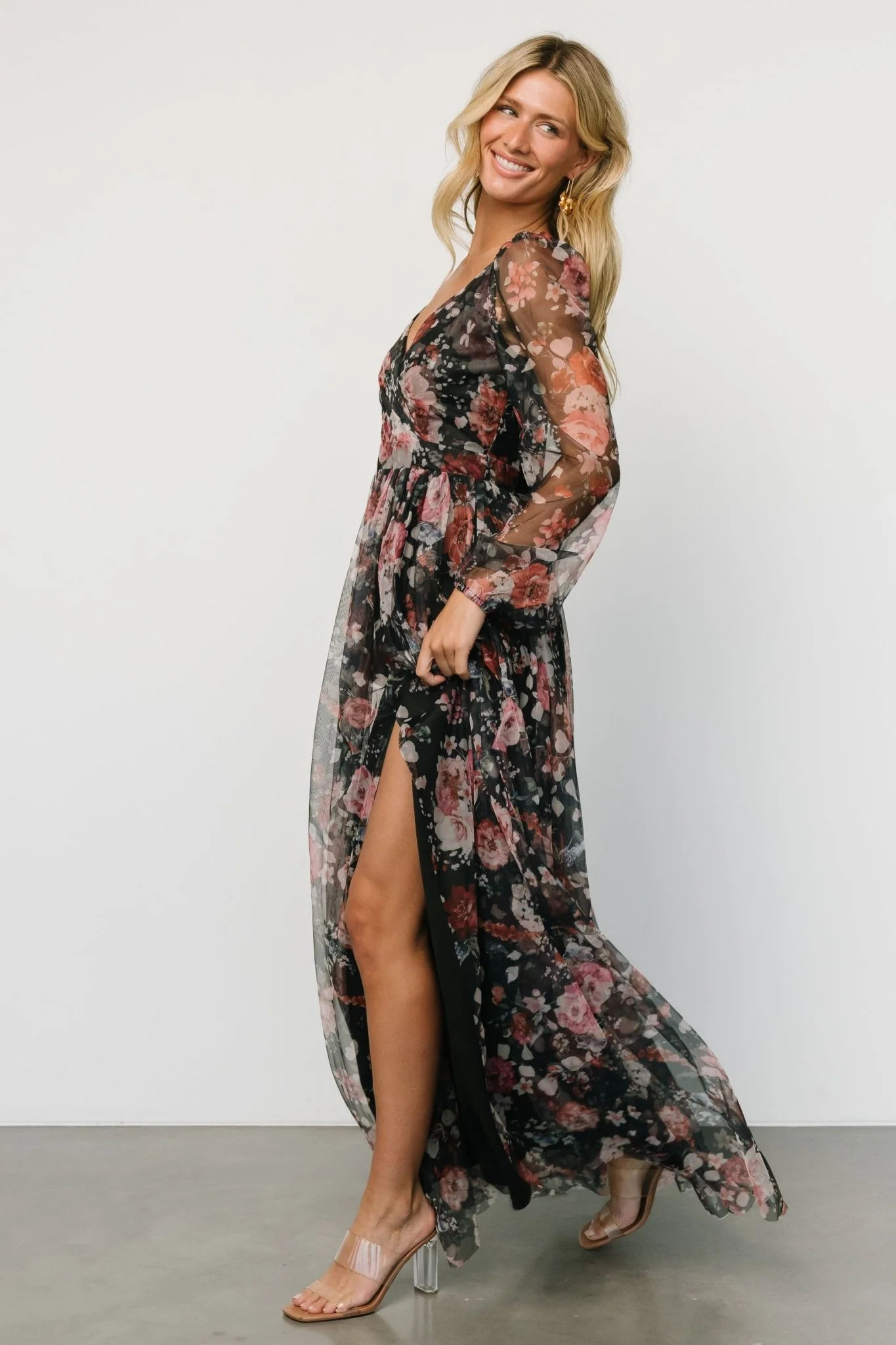 Desiree Tulle Maxi Dress | Black + Berry