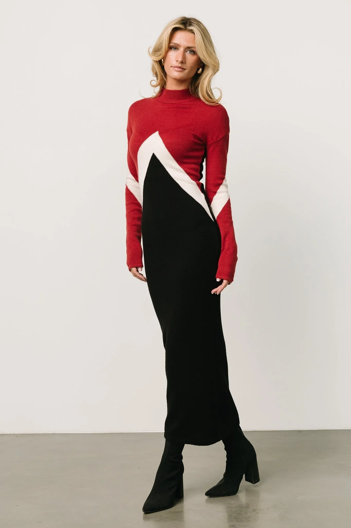 Squires Sweater Dress | Red + Black