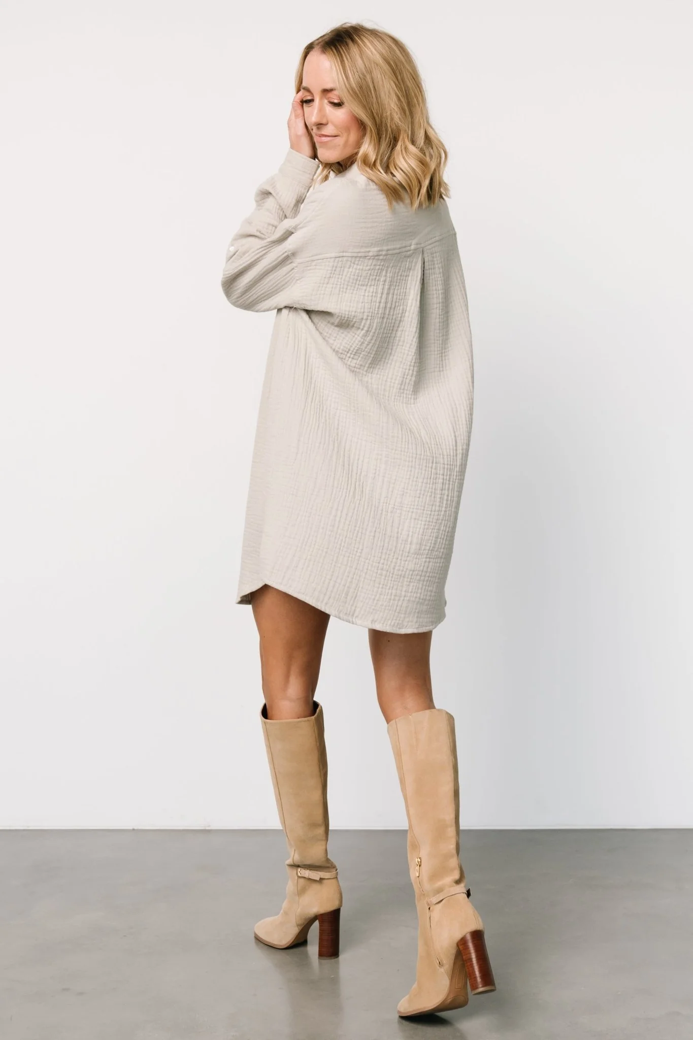 Andres Button Shirt Dress | Light Sage