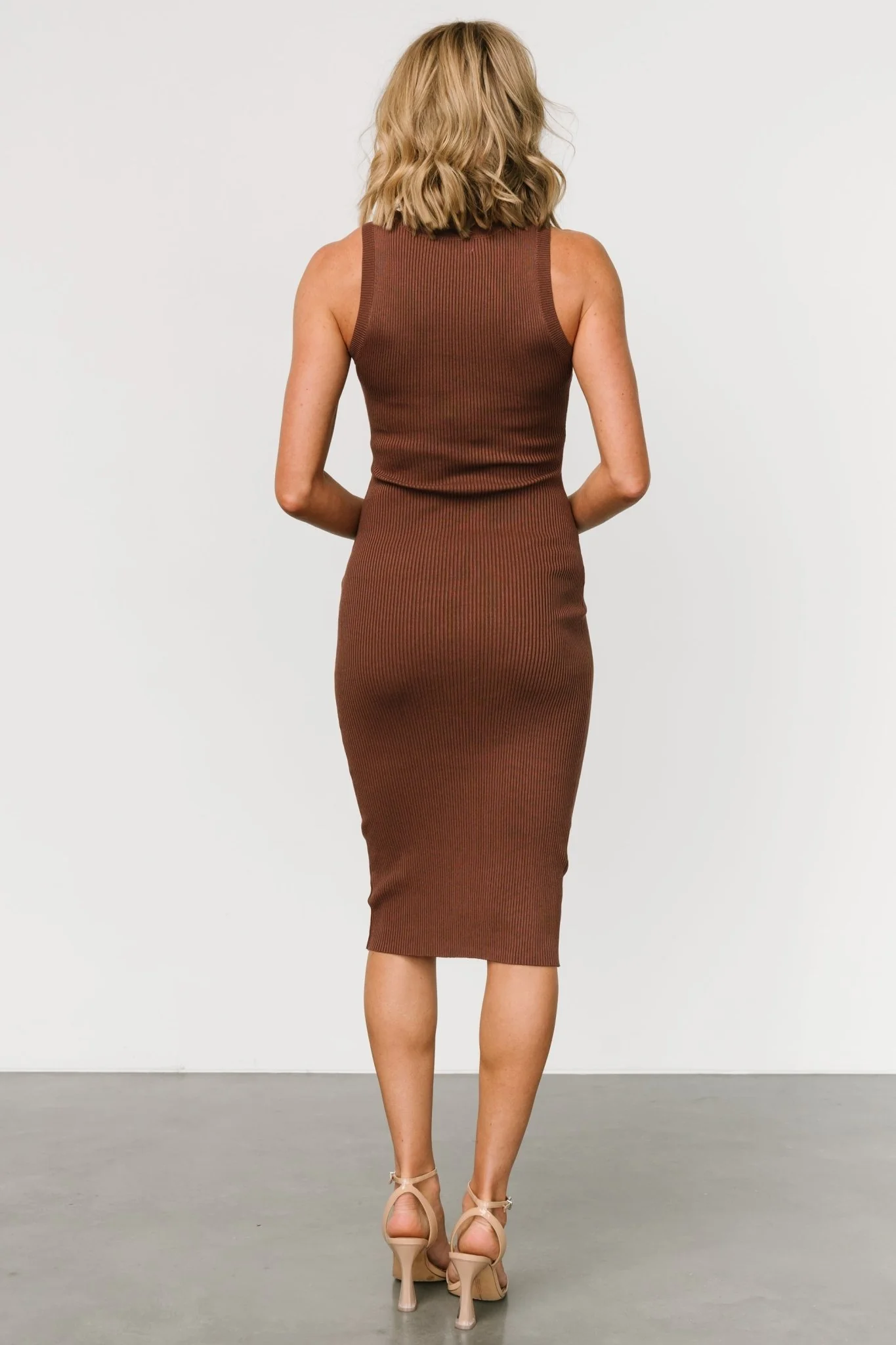 Caitlyn Ribbed Tank Dress | Brown