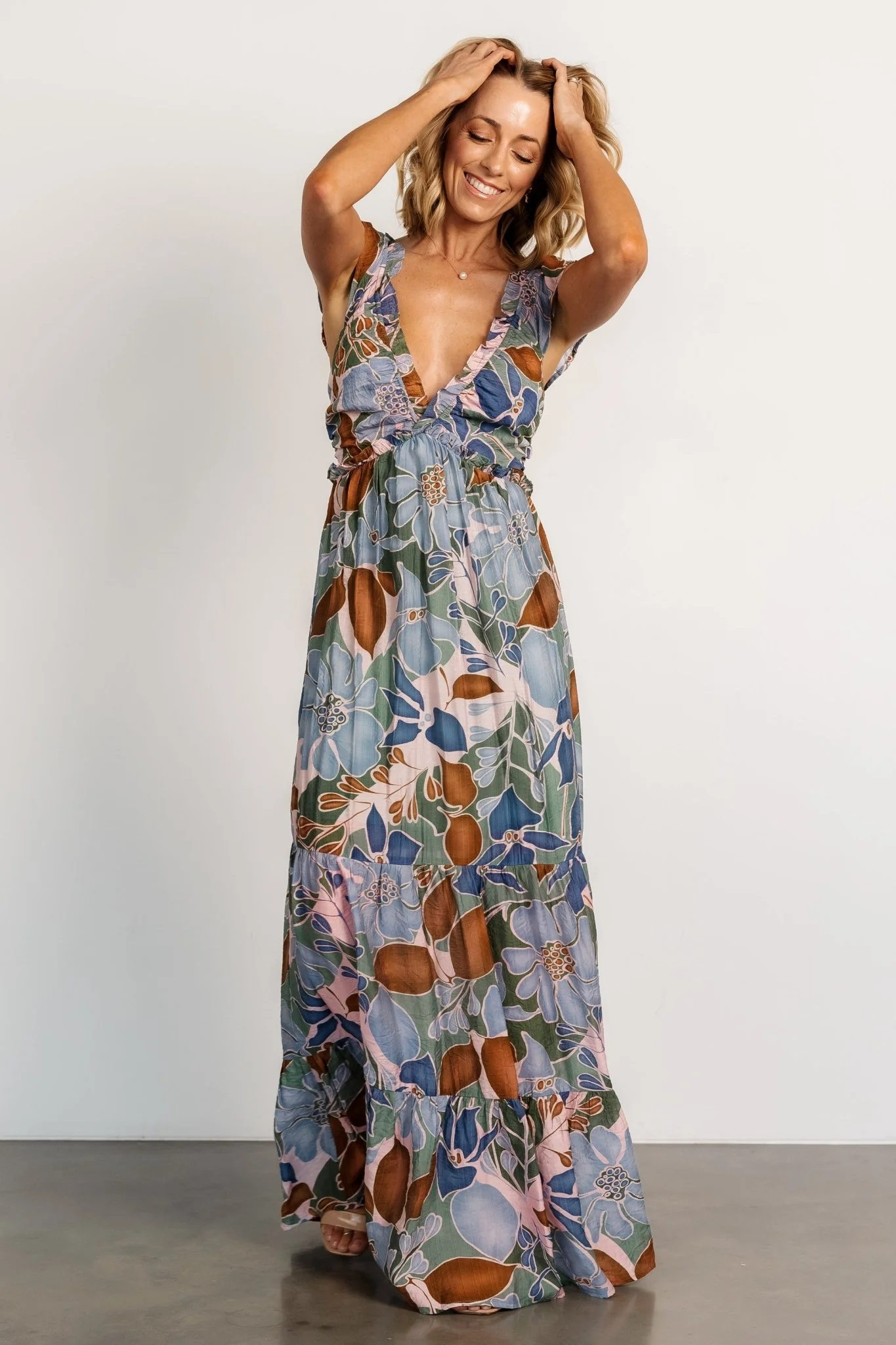 Nylah Back Tie Maxi Dress | Blue Multi