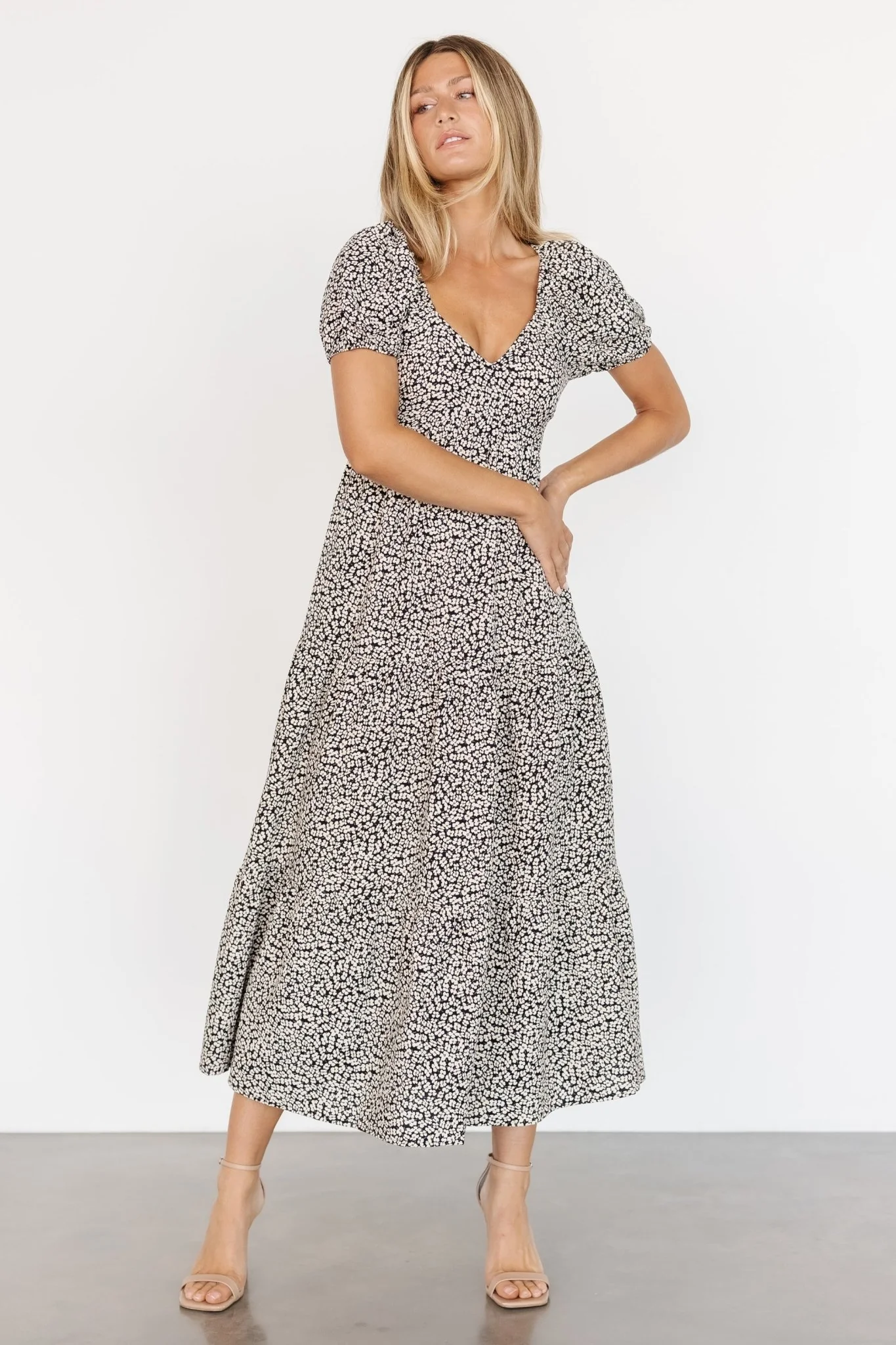 Gables Puff Sleeve Maxi Dress | Black Multi