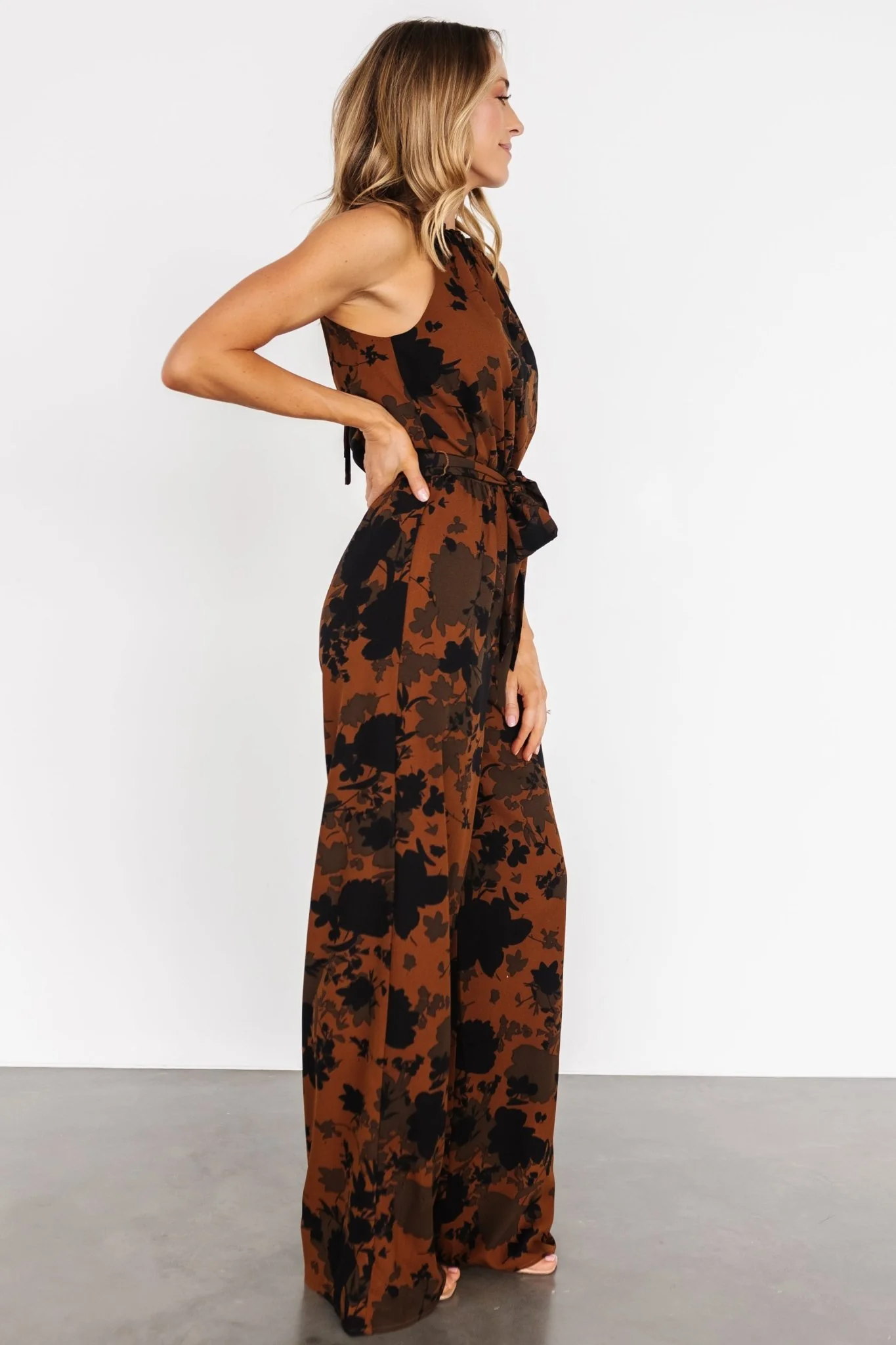 Alameda Halter Jumpsuit | Espresso Print