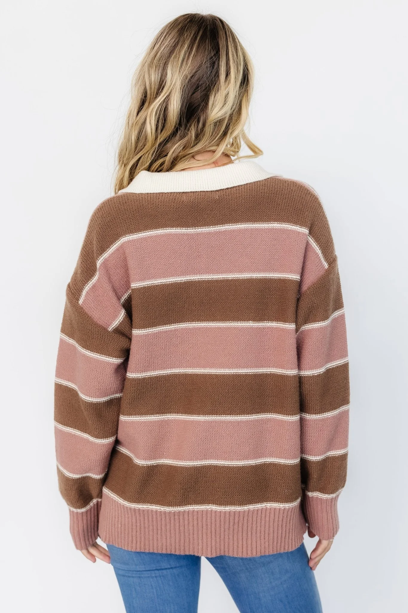 Priya Striped Sweater | Mauve + Mocha
