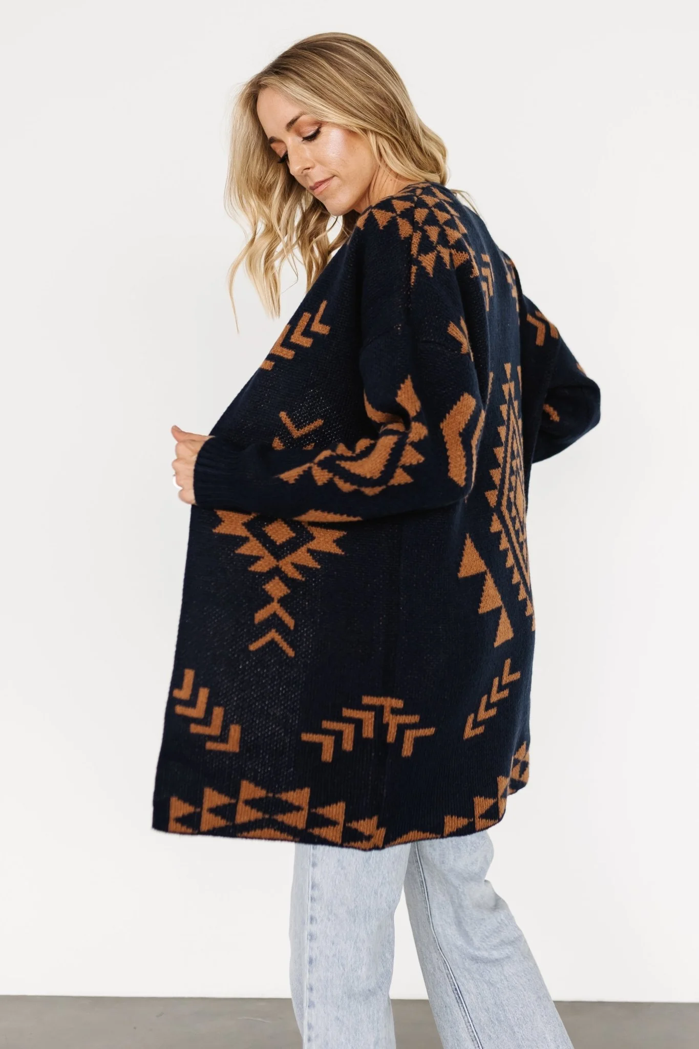 Hays Oversized Cardigan | Navy + Camel