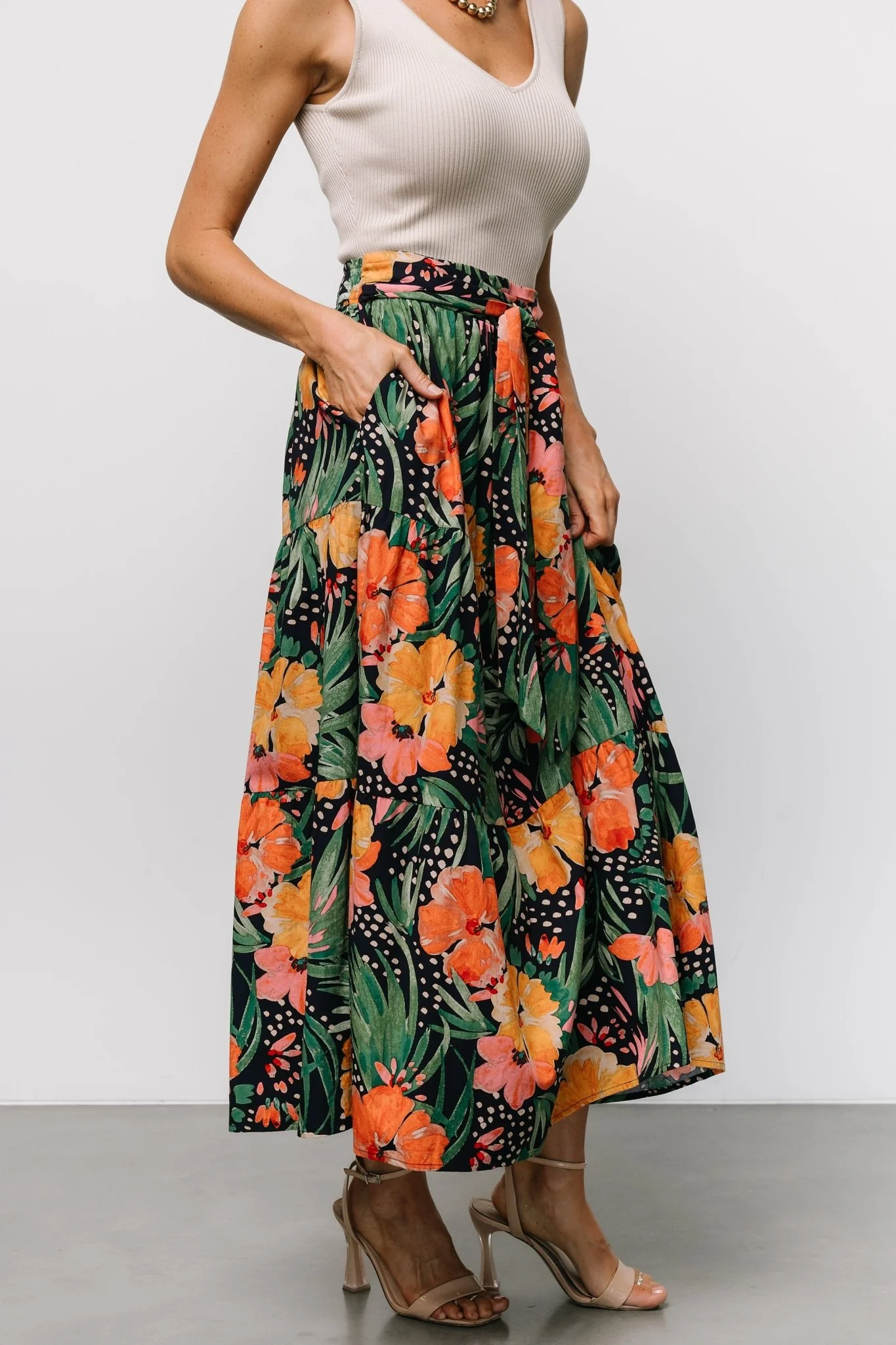 Melea Skirt | Navy Multi Floral