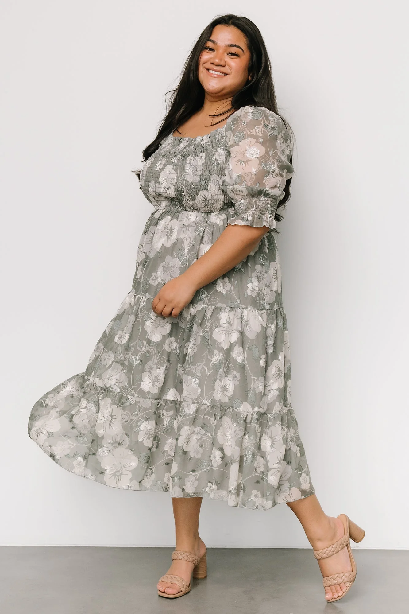 Fabian Jacquard Midi Dress | Dusty Sage