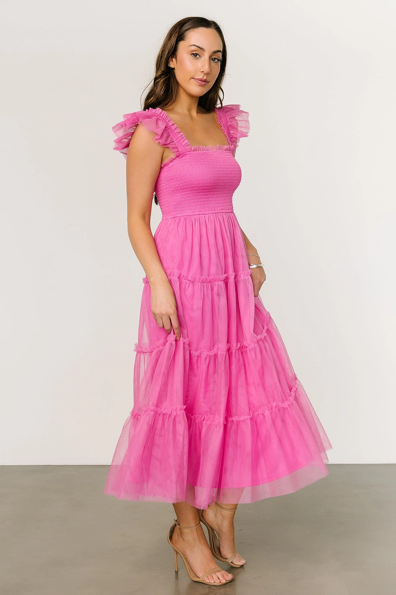 Mindi Tulle Midi Dress | Pink