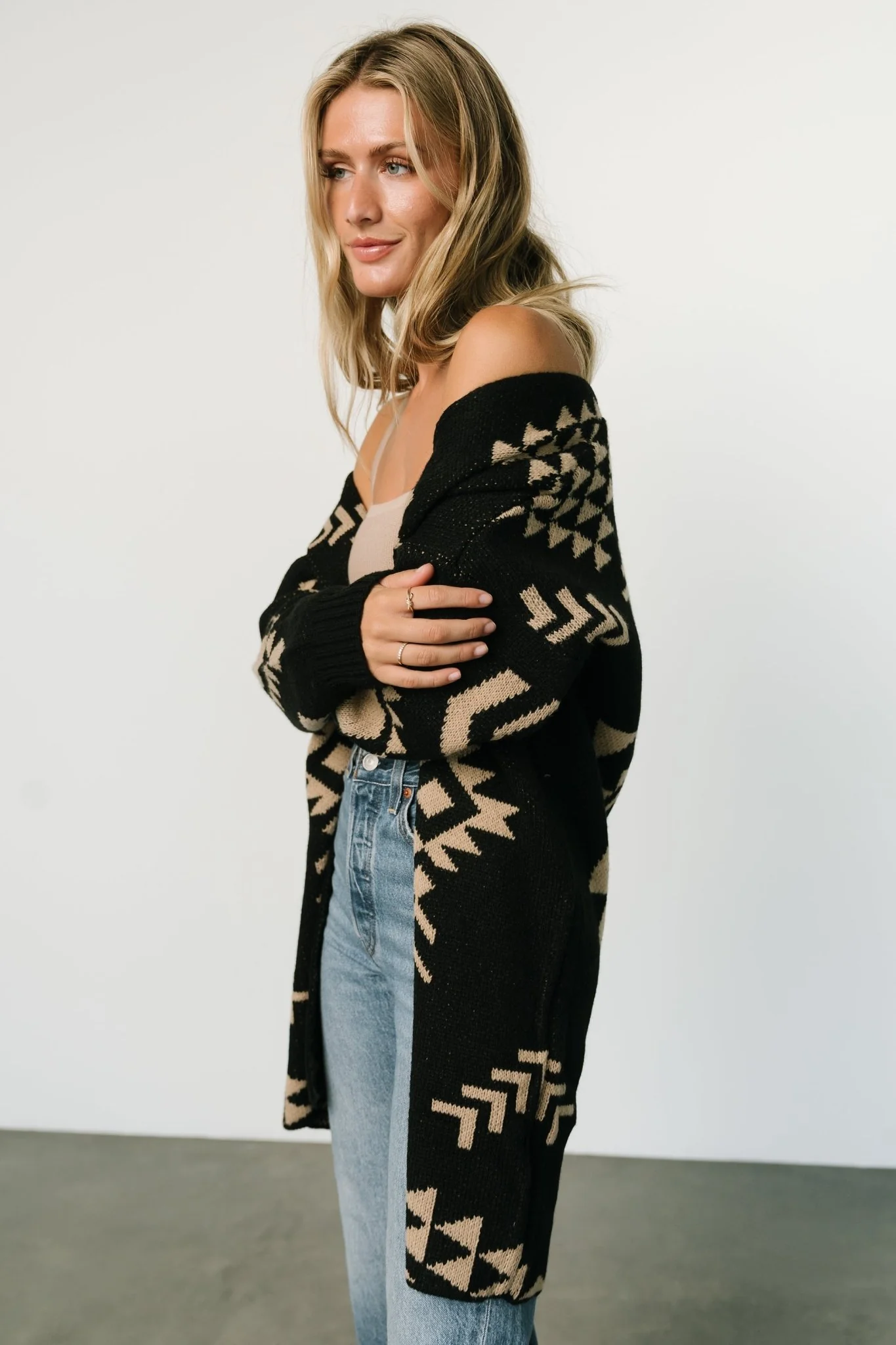 Hays Oversized Cardigan | Black + Tan