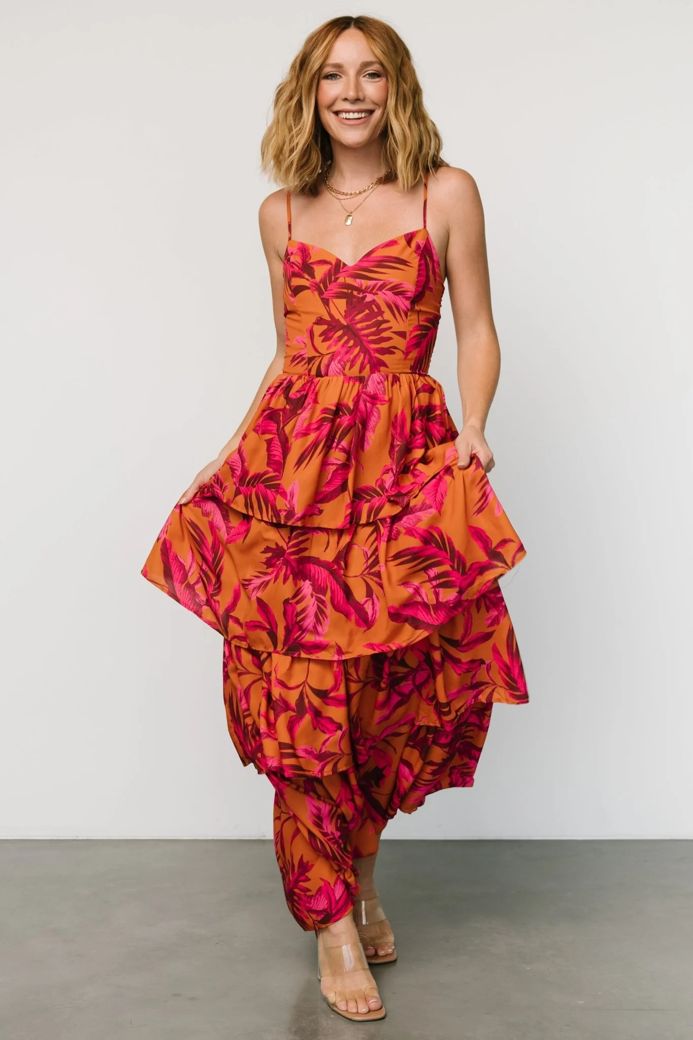 Joree Tiered Maxi Dress | Ginger + Fuschia Multi