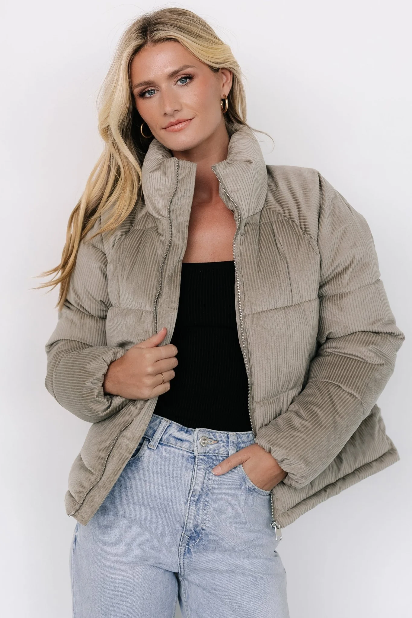 Holden Corduroy Puffer Jacket | Dusty Sage