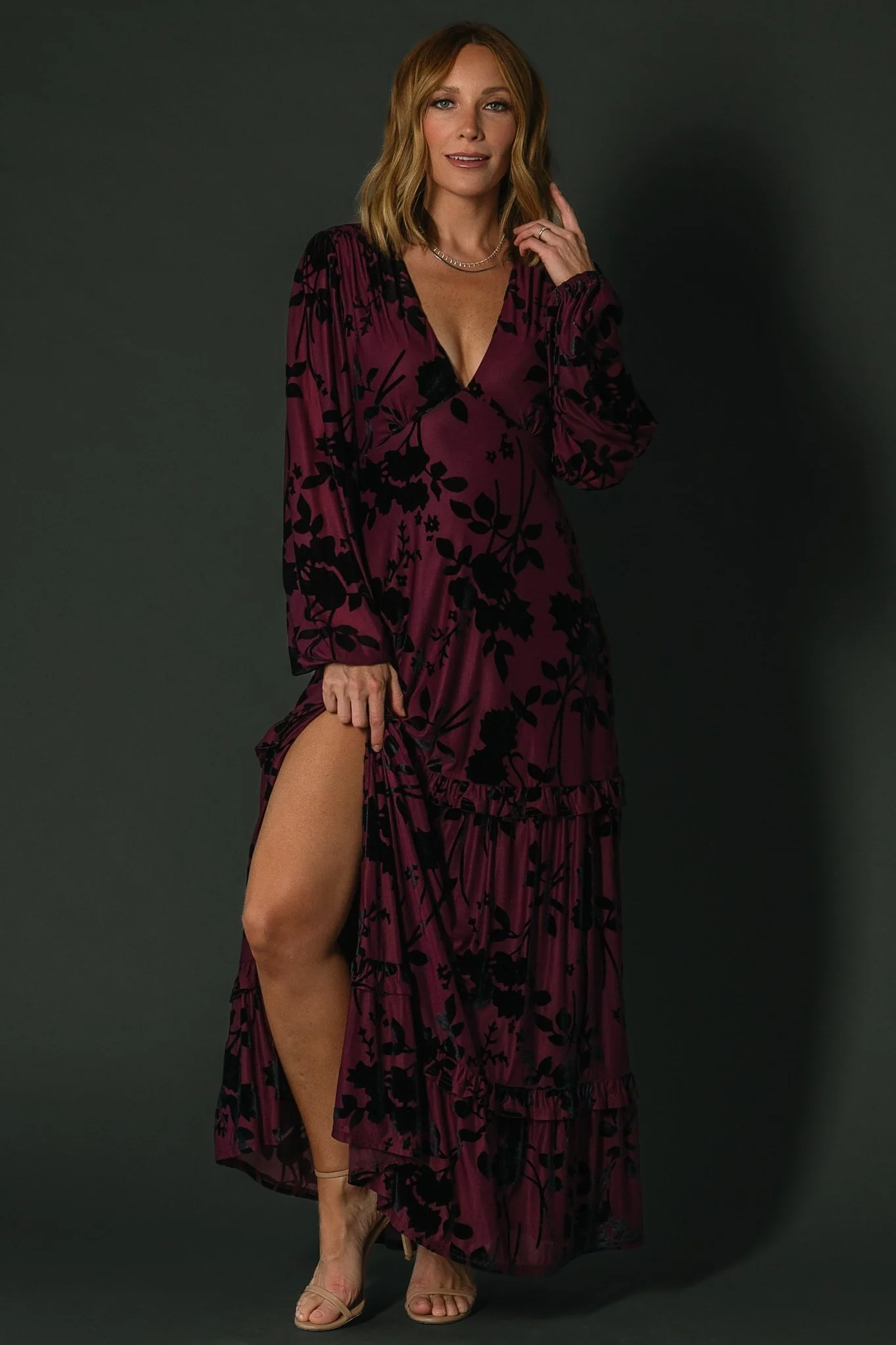 Liana Velvet Embossed Maxi Dress | Mulberry