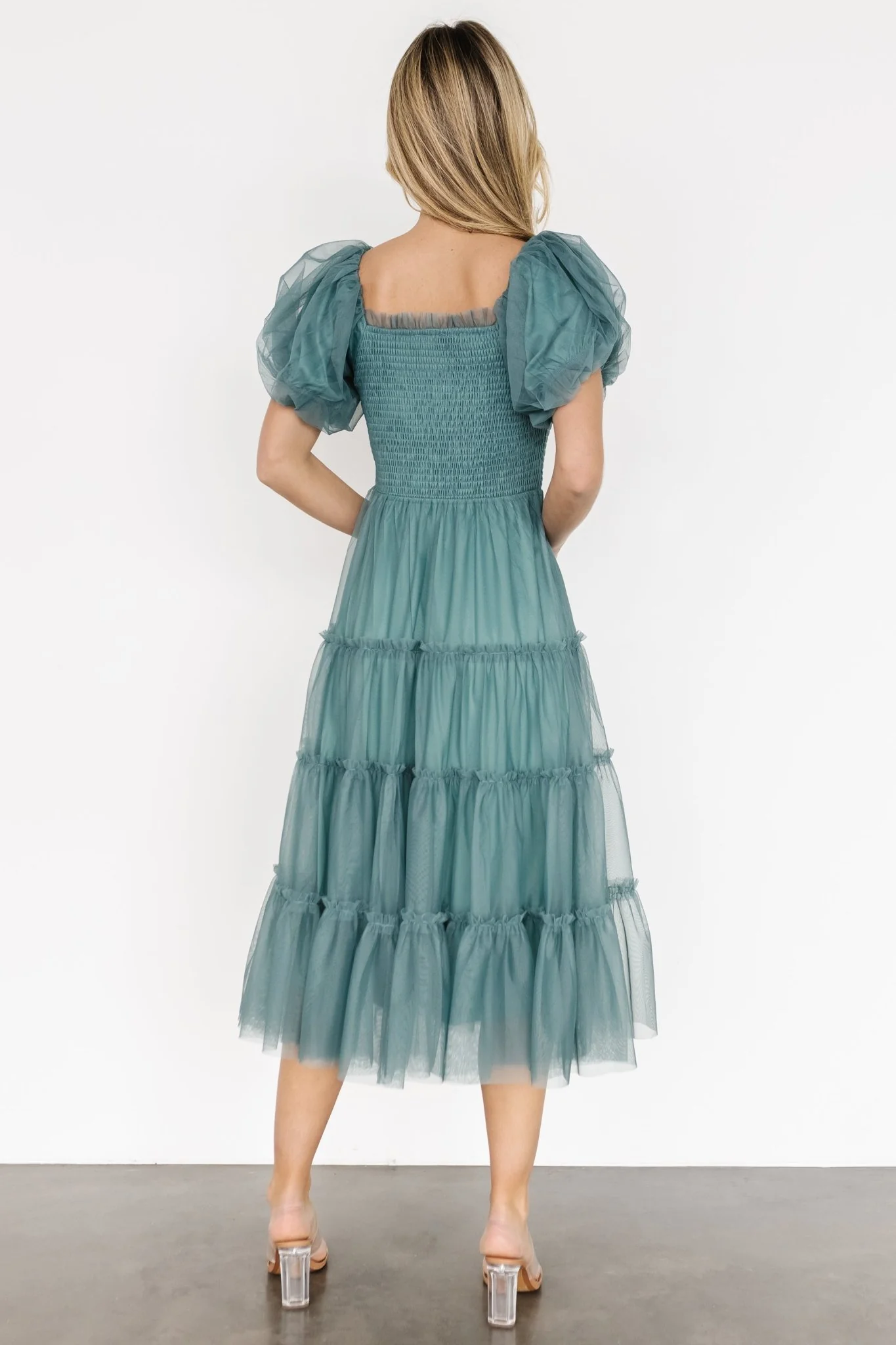 Liv Tulle Midi Dress | Eucalyptus