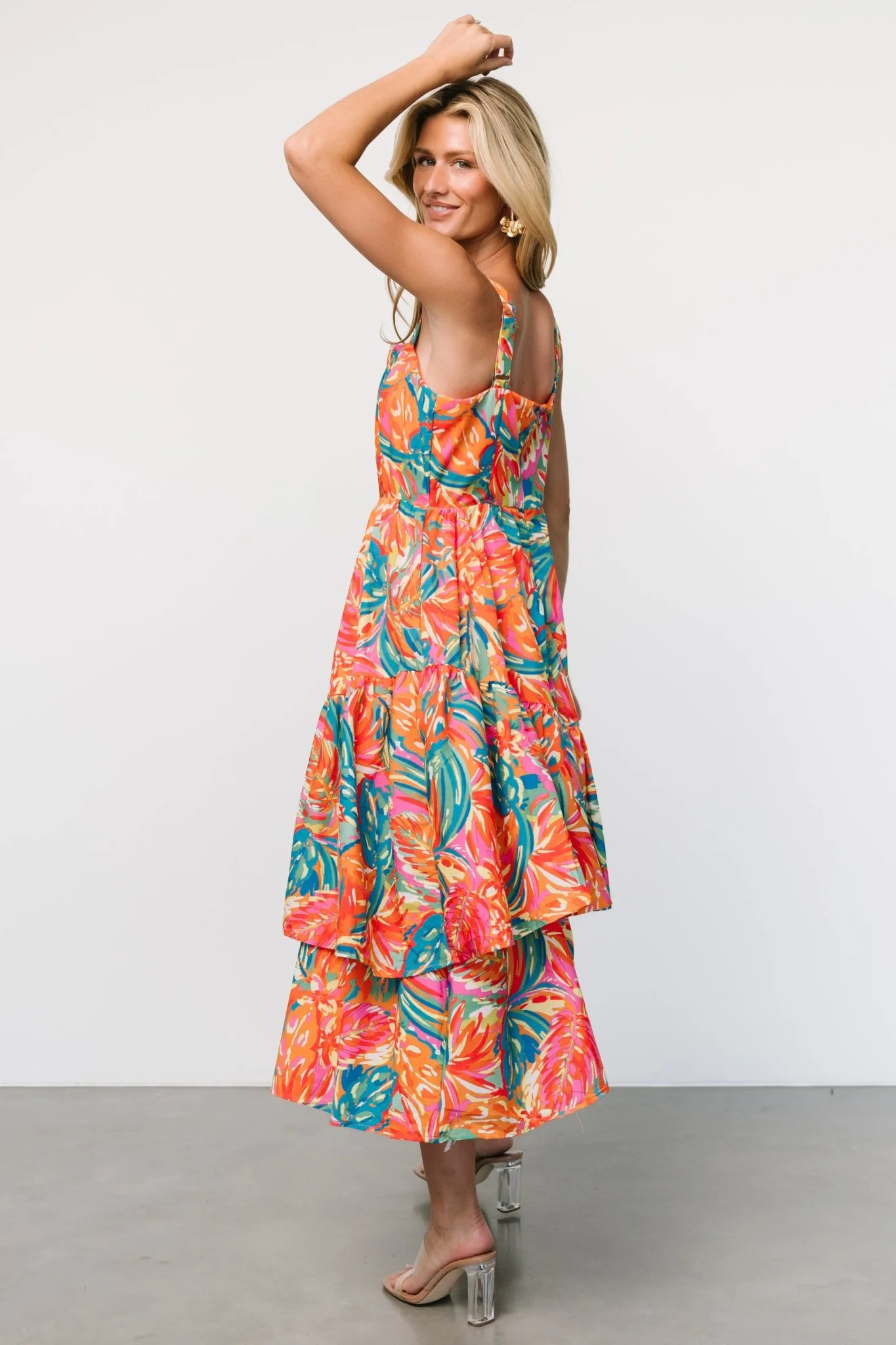 Kitts Tiered Dress | Tropical Print