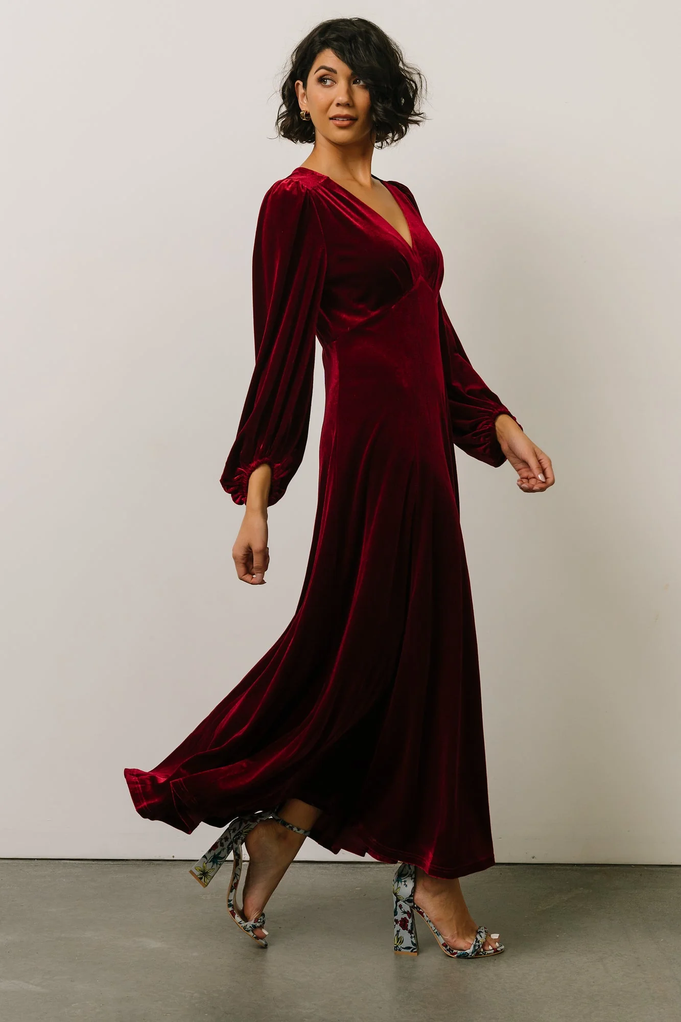 Adelita Velvet Maxi Dress | Merlot