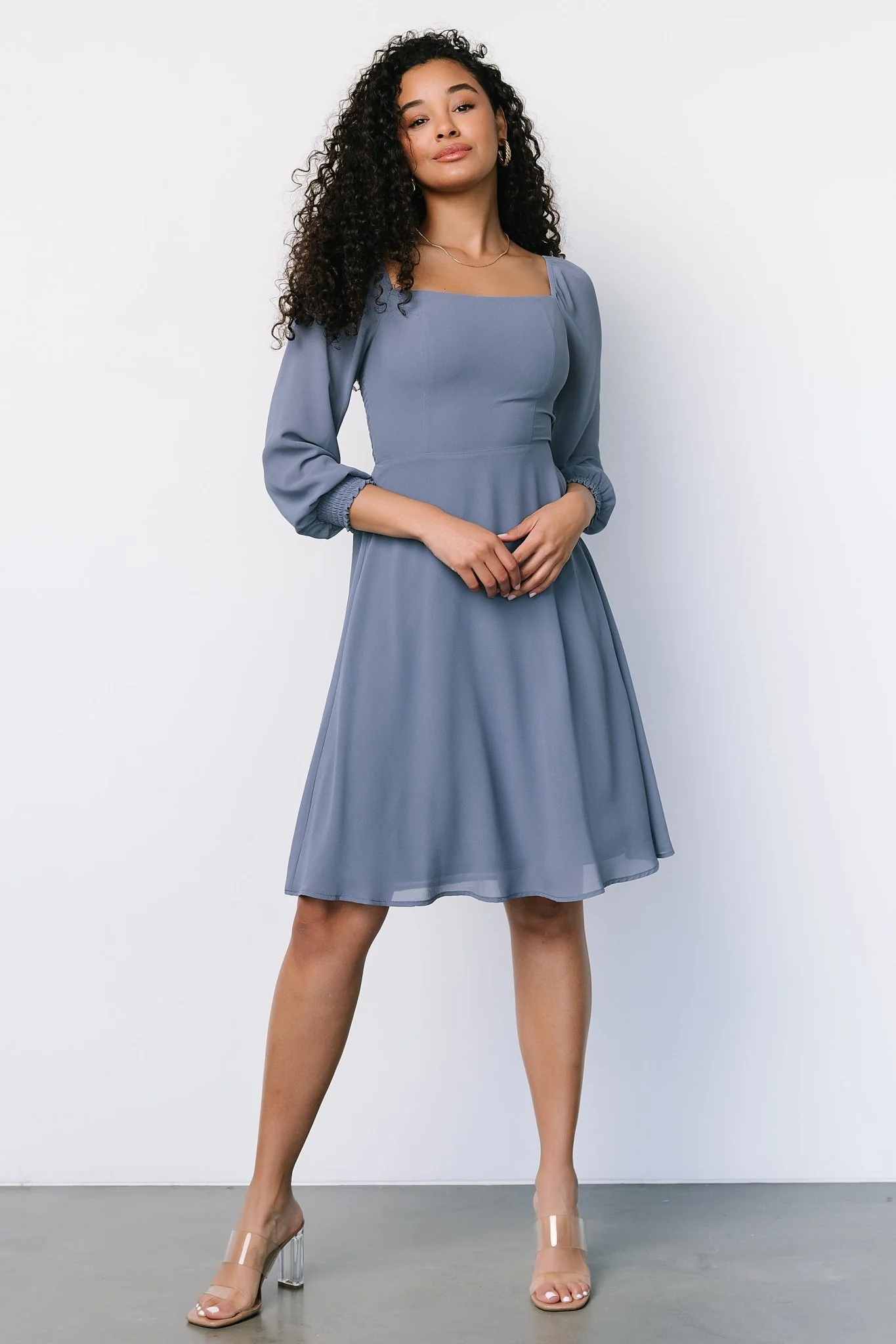 Elise Short Dress | Whisper Blue