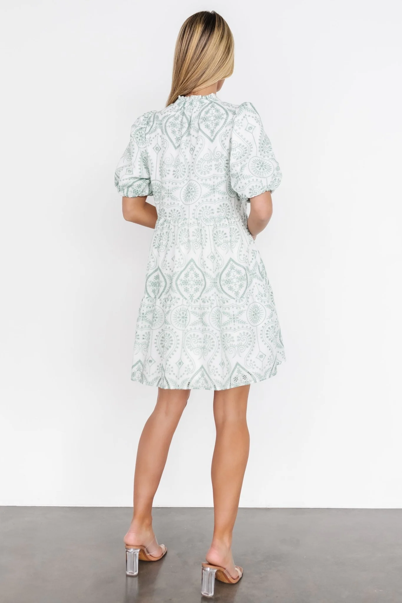 Josie Eyelet Babydoll Dress | White + Sage