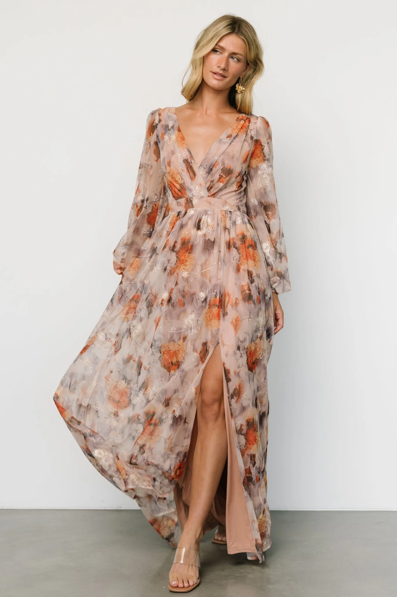 Helene Maxi Dress | Taupe Multi