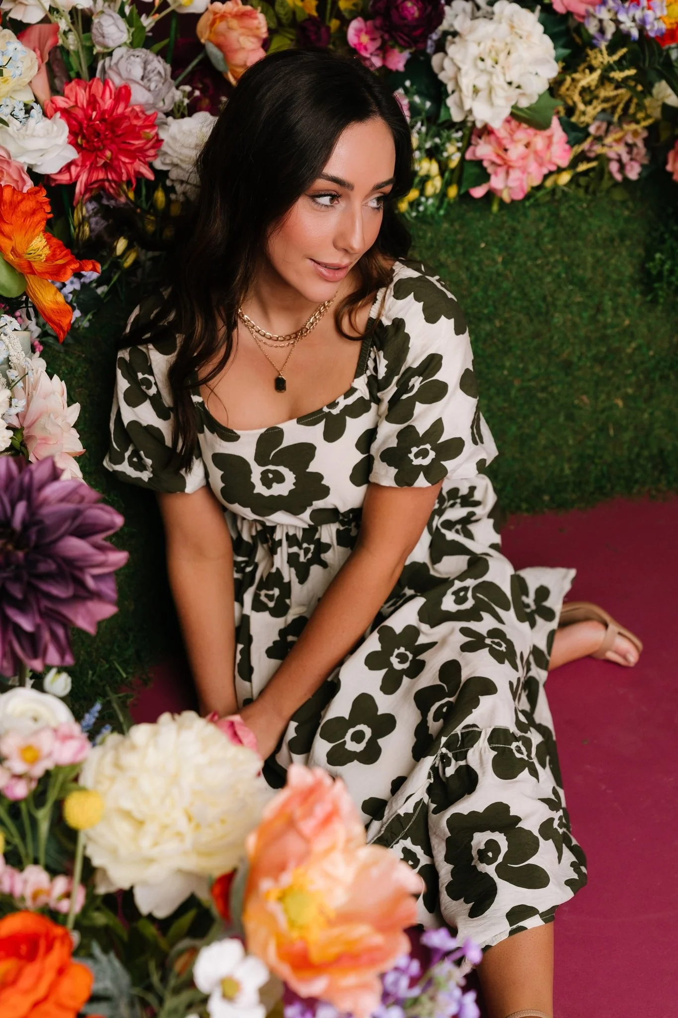 Kasey Maxi Dress | Olive + Ivory Print