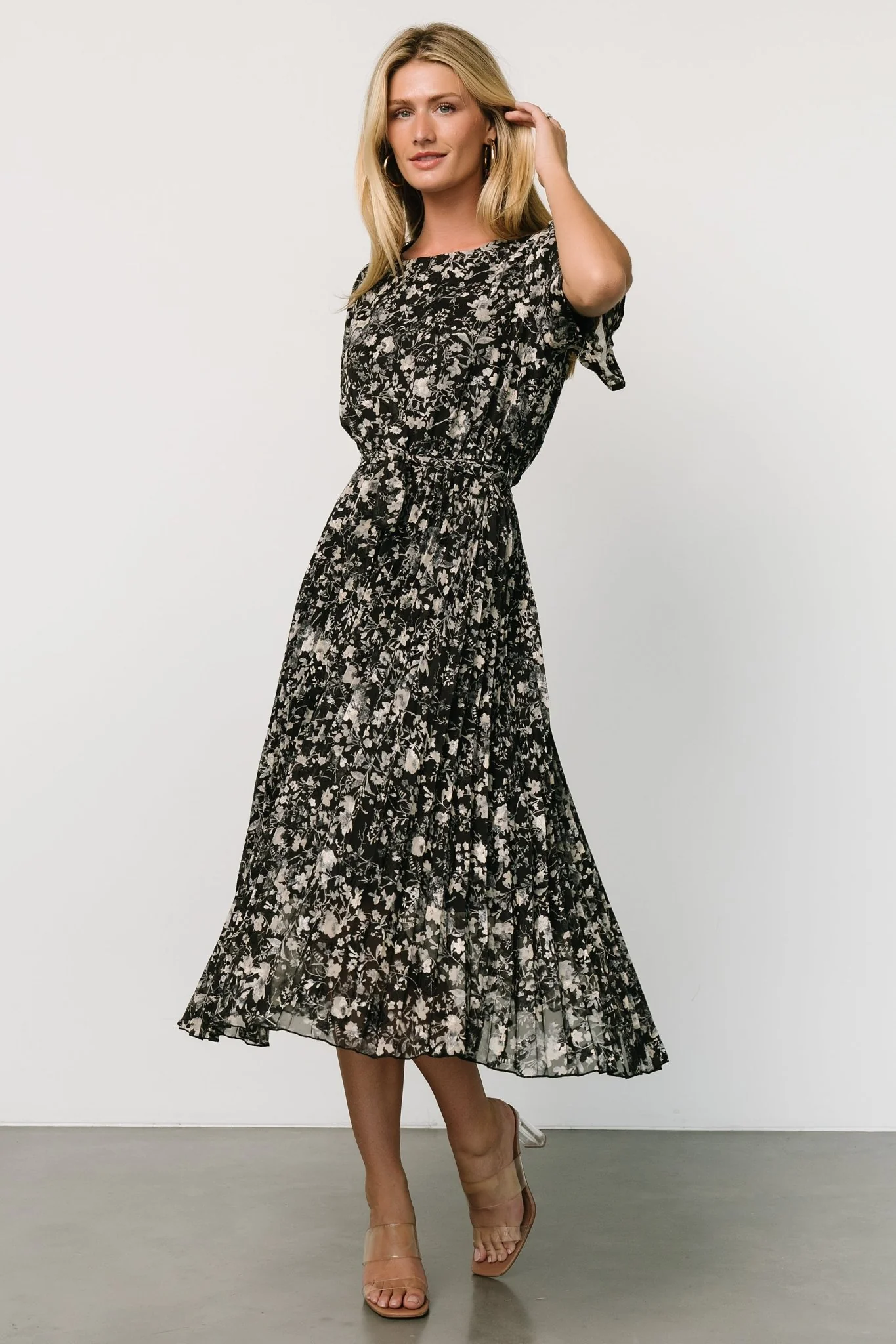 Alexandra Pleated Dress | Black + Slate