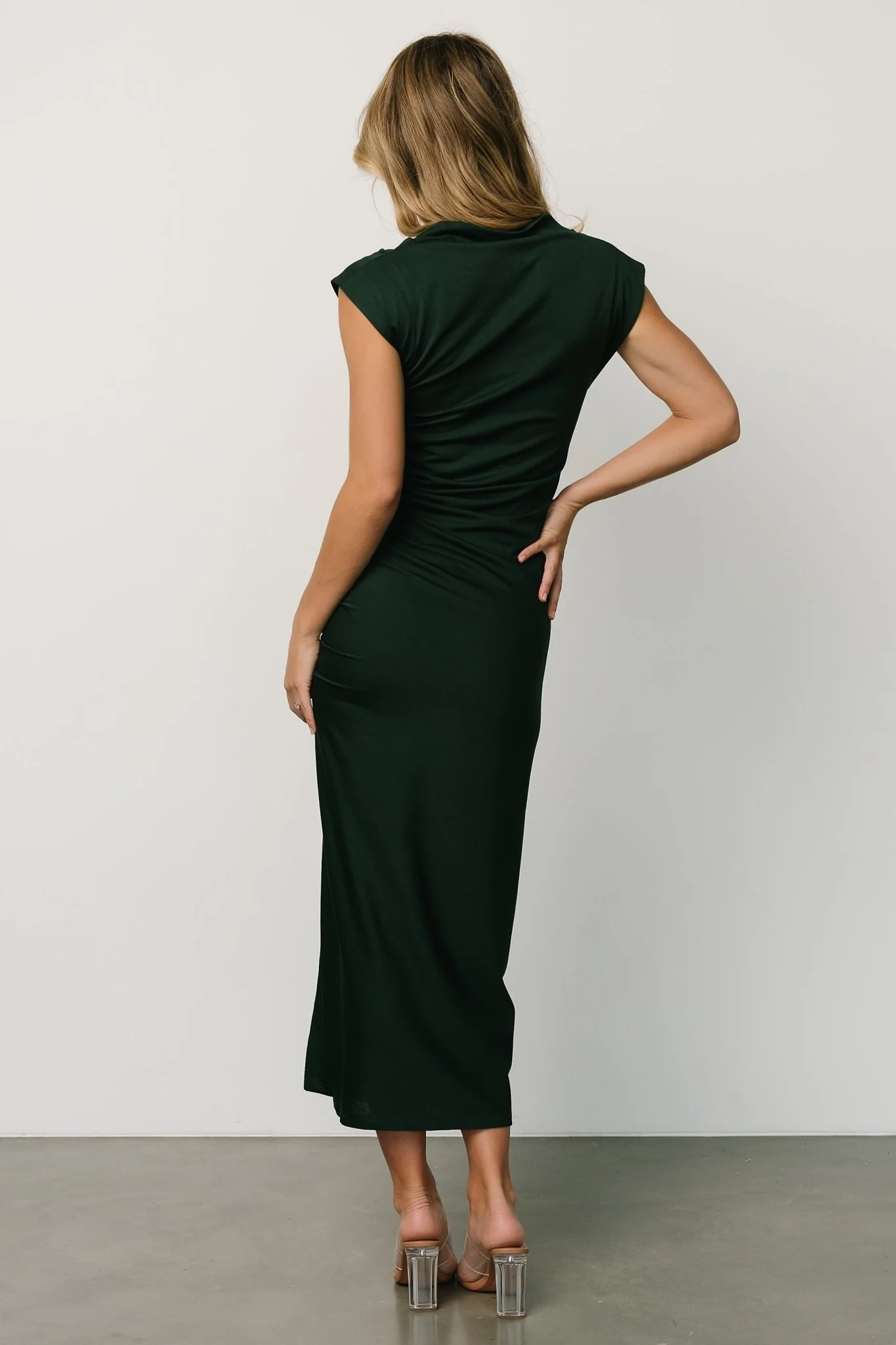 Sasha Ruched Maxi Dress | Green