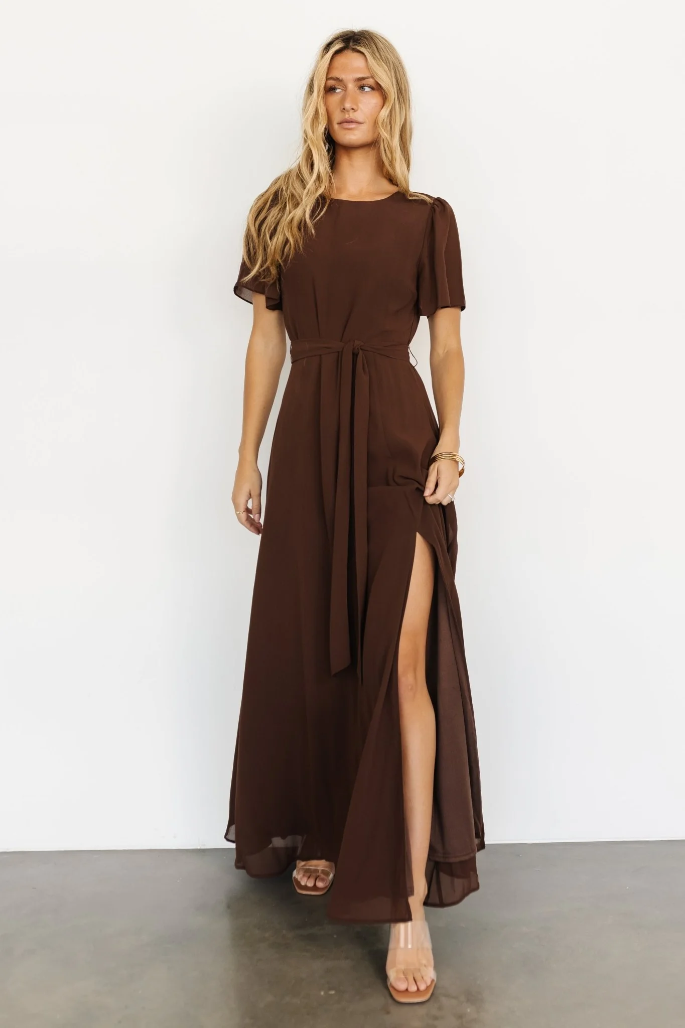 Naomi Short Sleeve Maxi Dress | Espresso